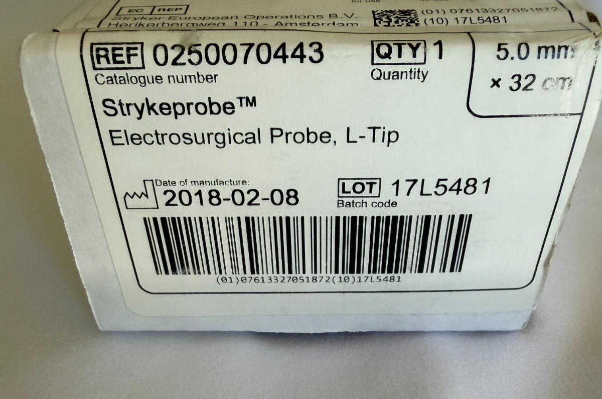 Stryker 0250070443 5mm x 32cm L-Tip Electrosurgical Probe
