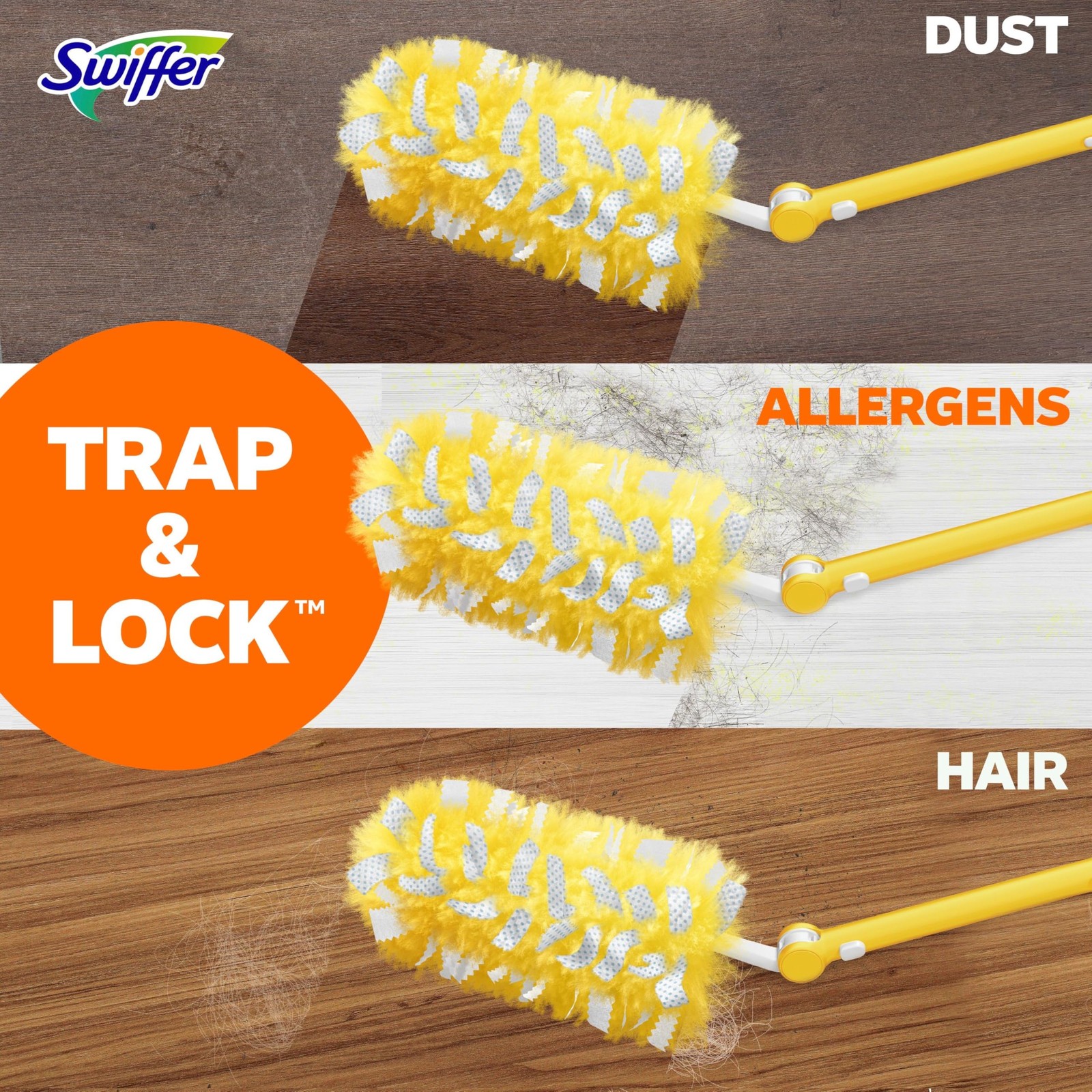 Swiffer Duster Kit with 3 ft Extendable Handle, Heavy 4 Piece Set, Yellow