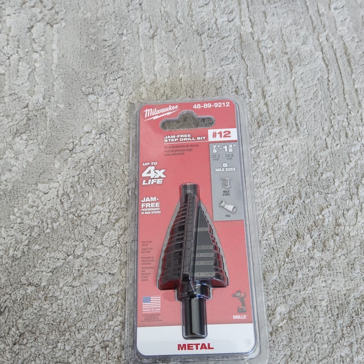 Milwaukee 48-89-9212 Jam-Free Step Drill Bit for Metal, 7/8 in to 1-3/8 in