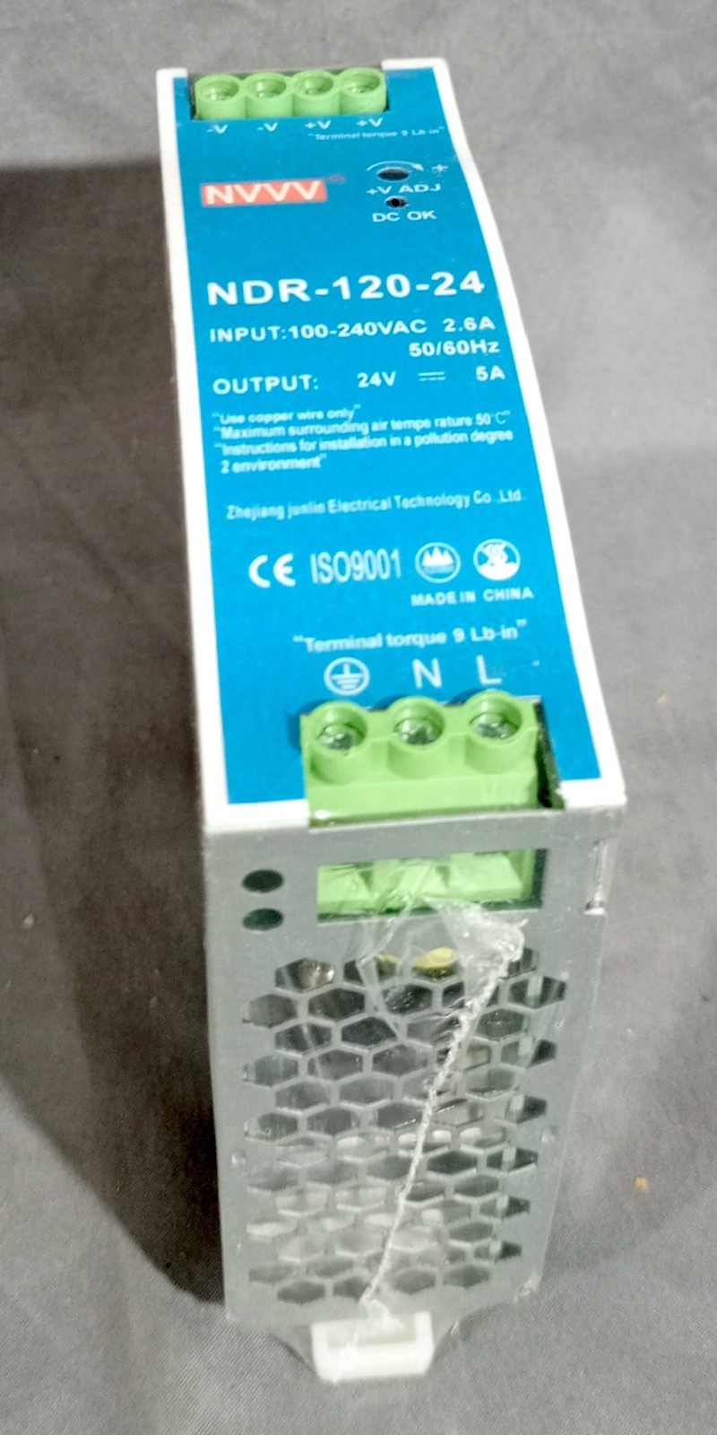 NVVV NDR-120-24 Input 100-240VAC 2.6A 50/60Hz