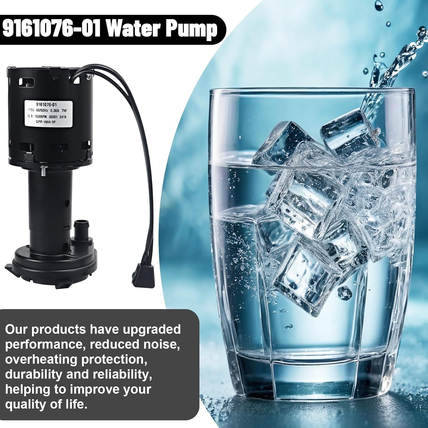 9161076-01 Water Pump Replacement 115V Ice Machine Pump Motor Compatible with