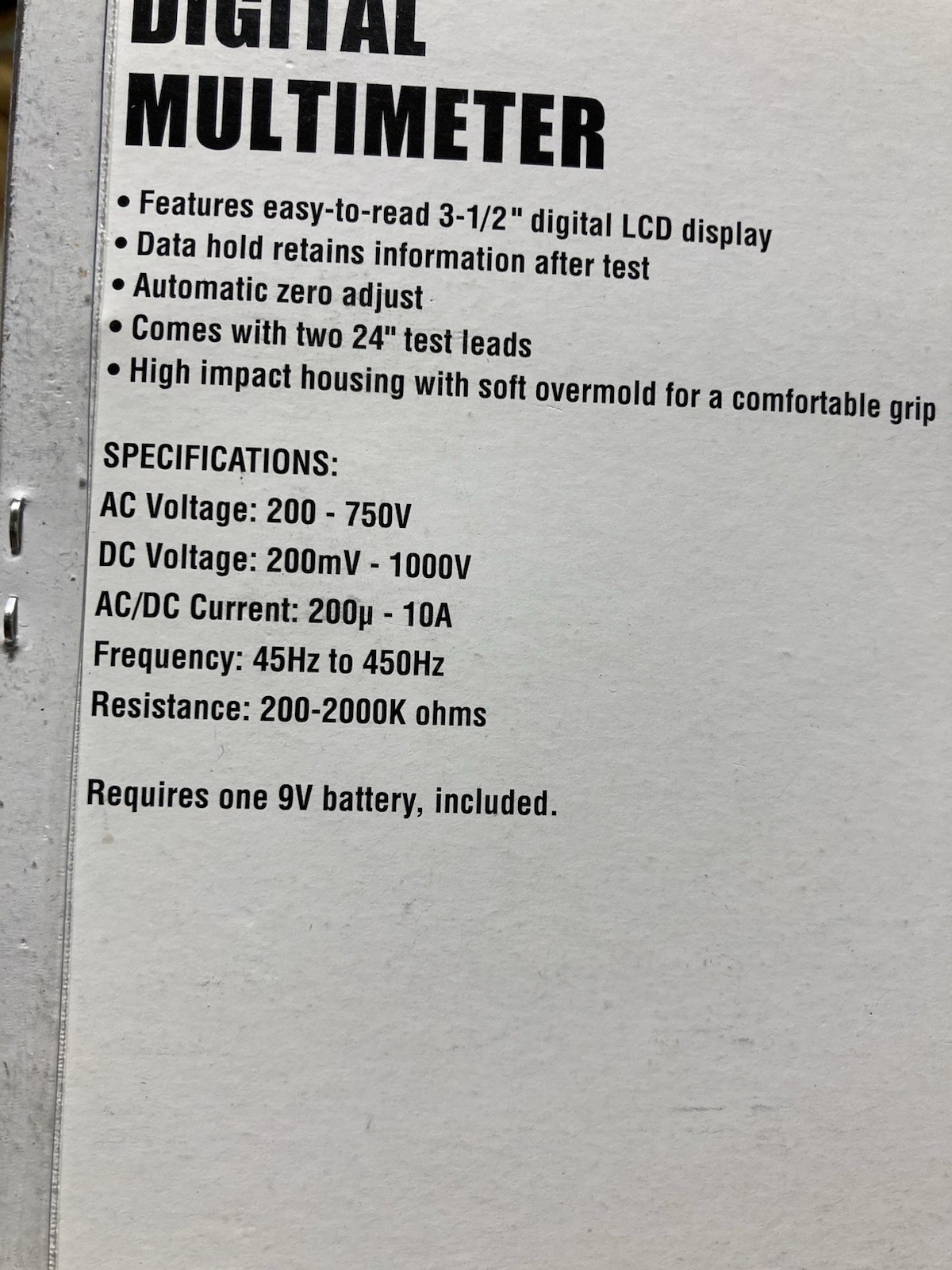 Cen-Tech 7 Function Digital Multimeter Tester Multi-tester NIB AC/DC volt #98025