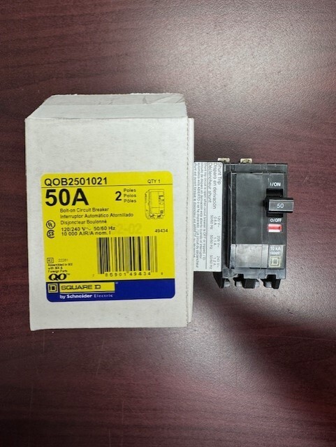 QOB2501021 QOB250-1021 2Pole 50Amps 120/240Volt 120V w/Shunt BOLT-ON SquareD NEW