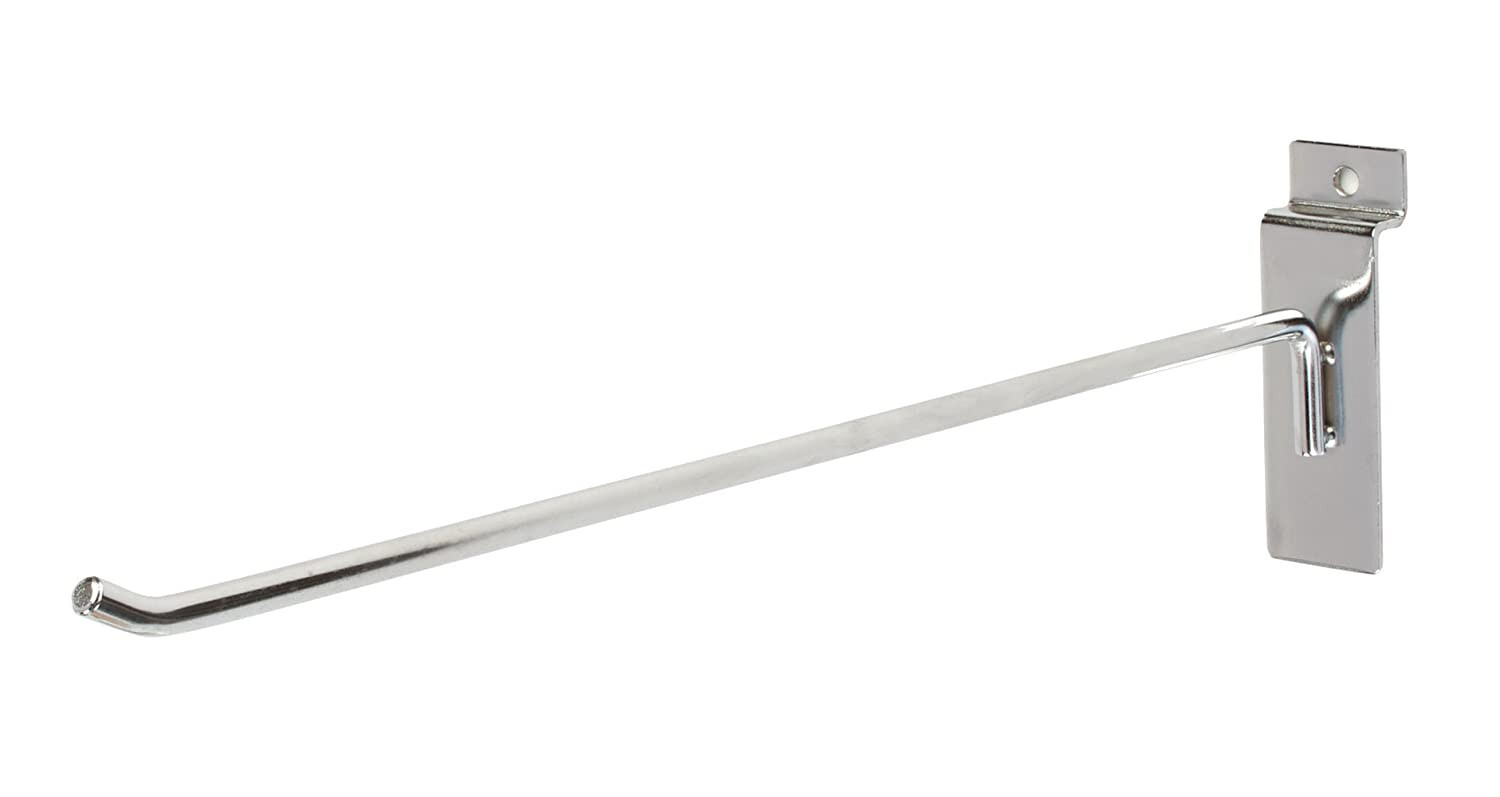 100 Chrome 12″ Slatwall Peg Hooks Slat Wall Retail Display 6 mm Diameter Tubing
