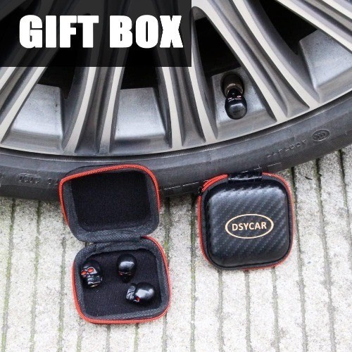 Black Skull Style Anti-Rust Valve Stem Caps with Copper Core for Color: Black