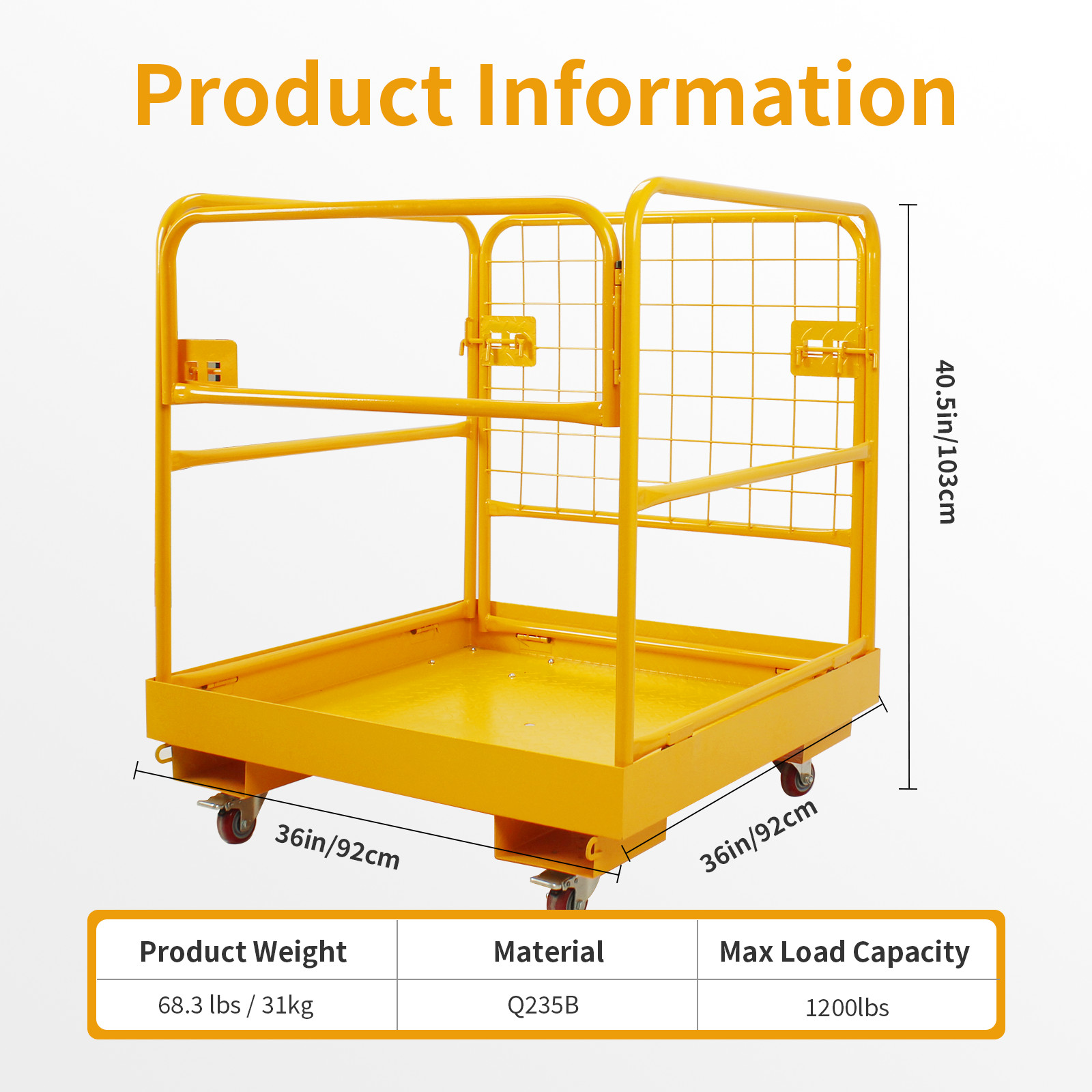36x36in Forklift Safety Cage1200lbs Work Platform,Aerial Basket,Safety Cage Bask