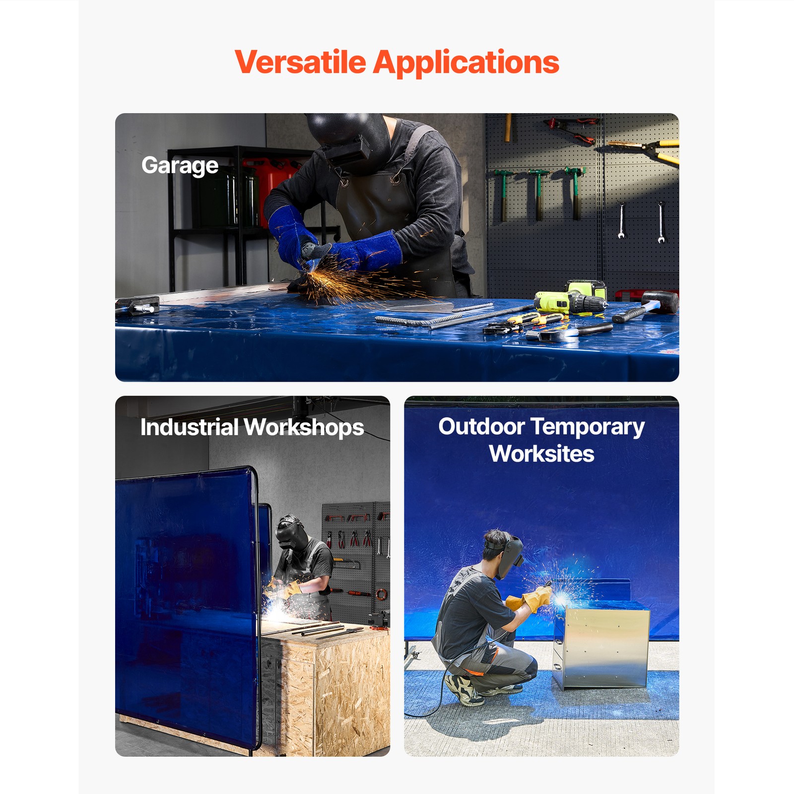 Uimoso 6 x 8 FT Flame-Resistant Vinyl Welding Curtain with Frame