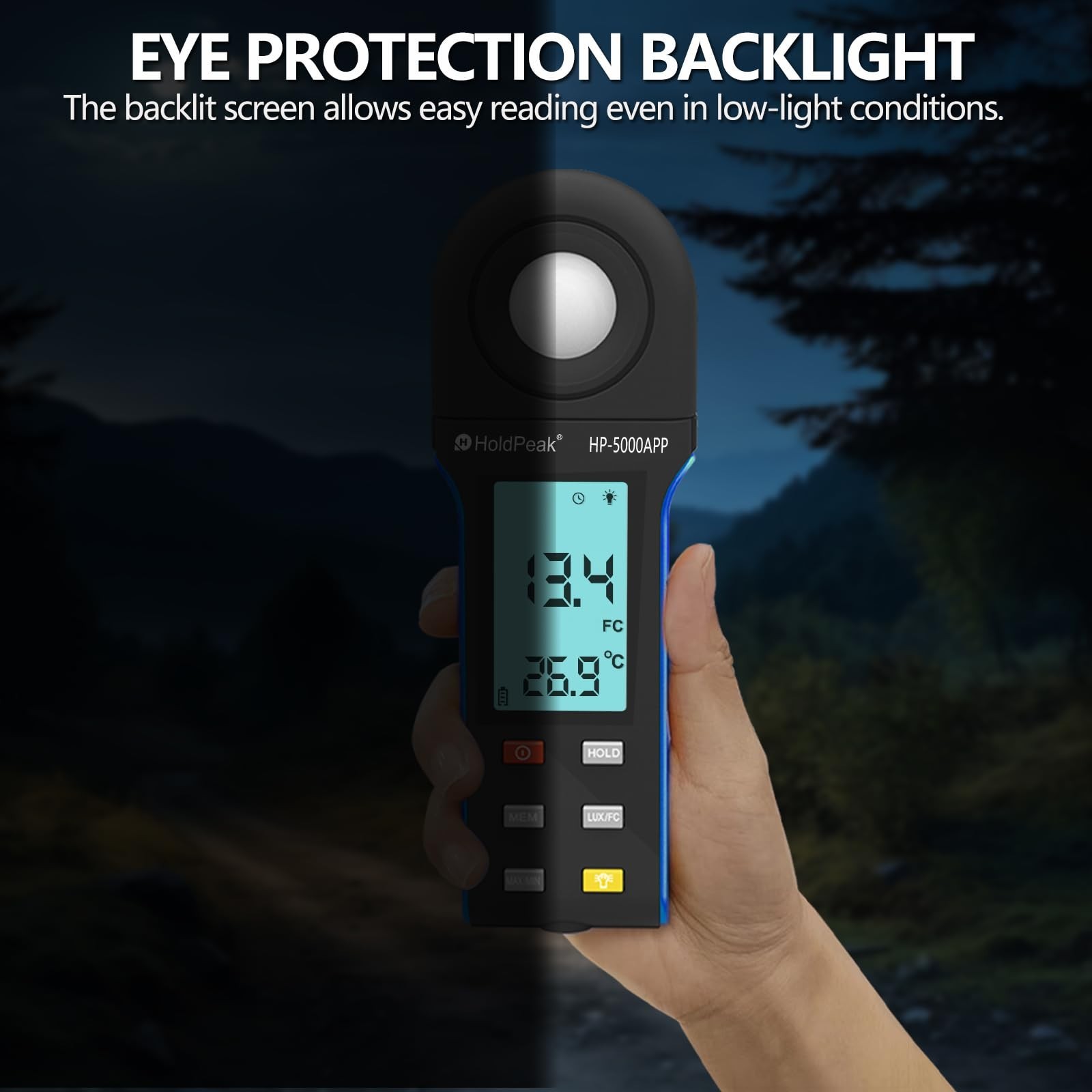 HoldPeak Illuminance Light Meter with Bluetooth, Digital Lux Foot Candles Met…