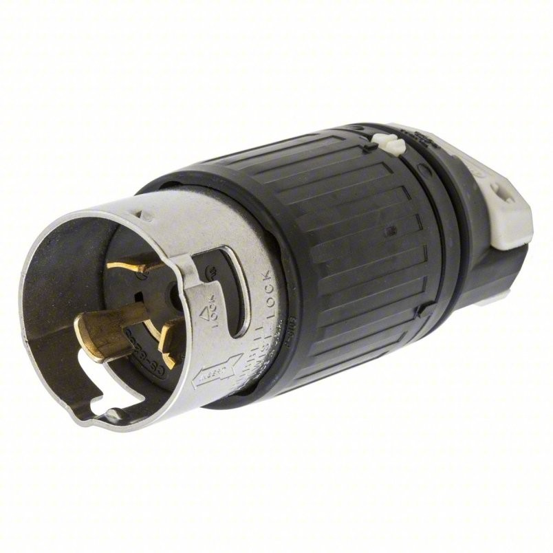 Hubbell CS8265C 50A 250V, 2-Pole 3-Wire, Grounding, Non-NEMA Male Locking Plug