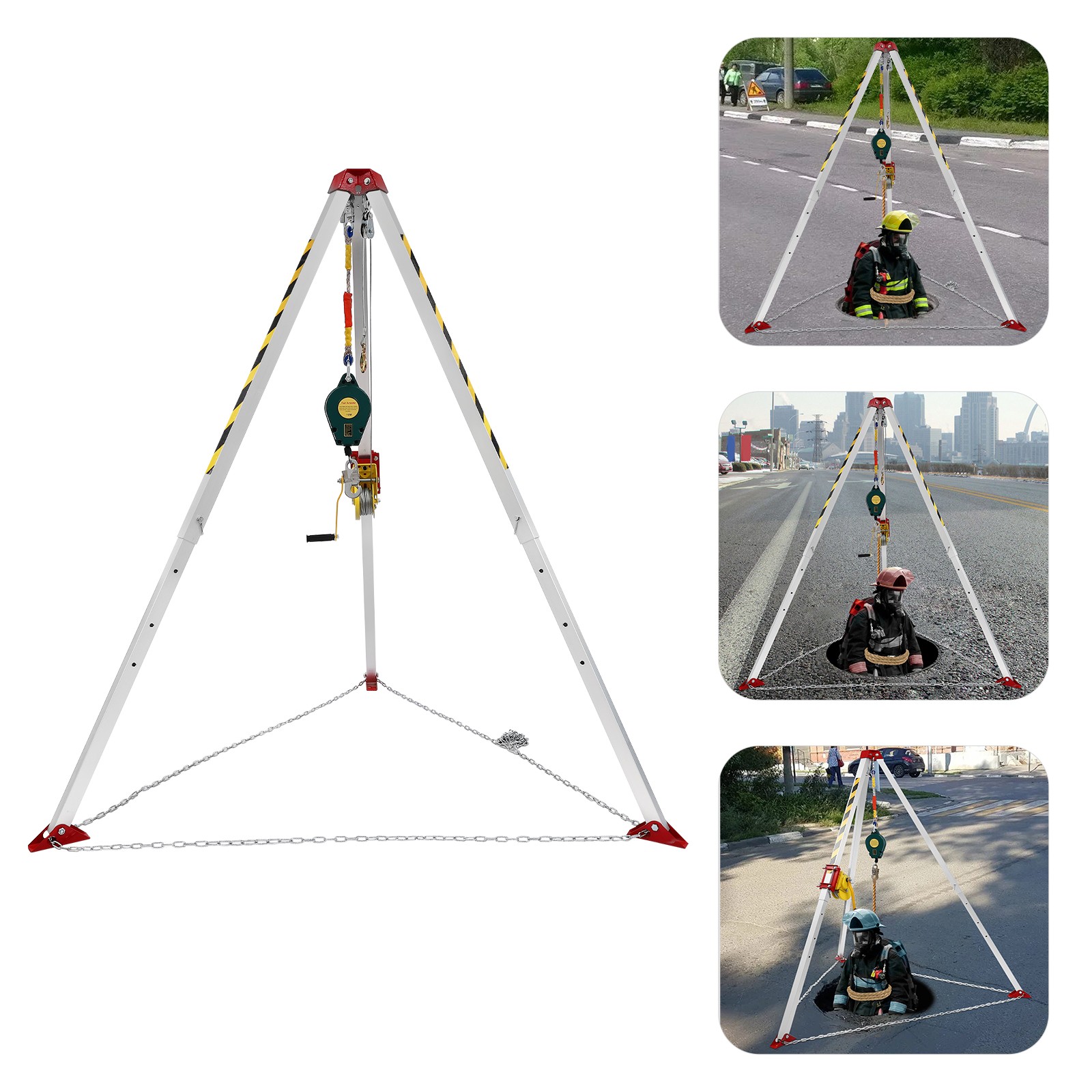 Confined Space Tripod Kit with1200lb Winch 5-6.5ft Adjustable Legs Rescue Tripod
