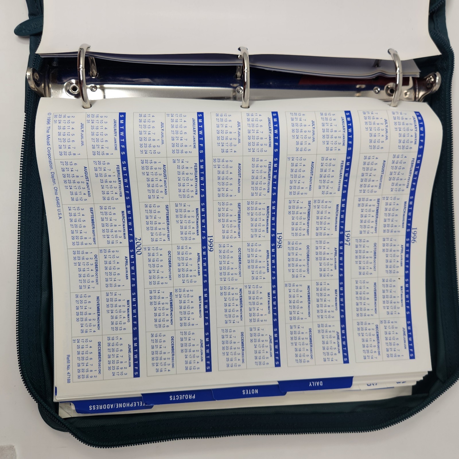 NEW Mead Five Star First Gear Zipper Planner Agenda Binder Green Vintage 1996