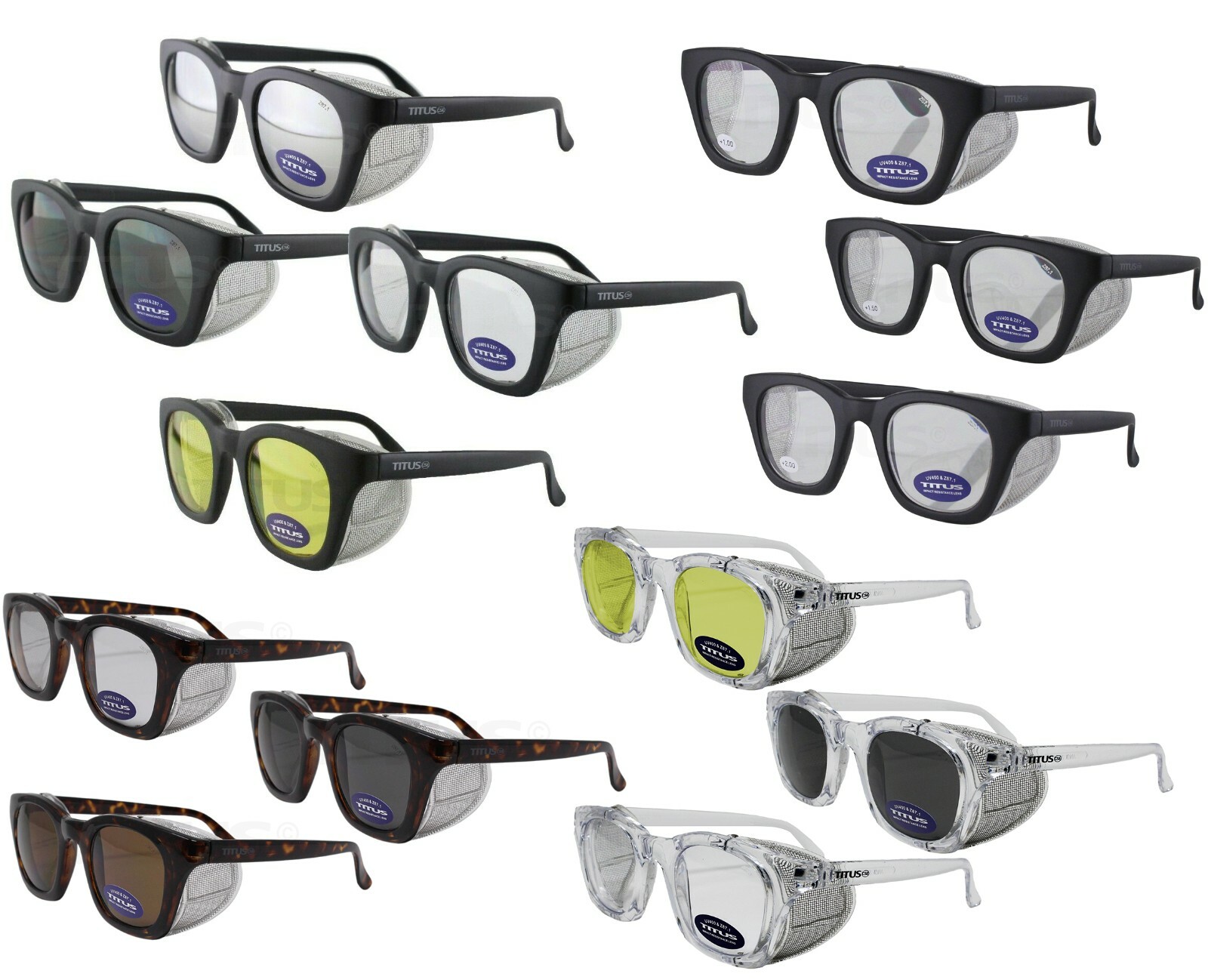 Titus G12 Retro Safety Glasses w/ Side Shields Z87 Ansi DOT Motorcycle Shooting