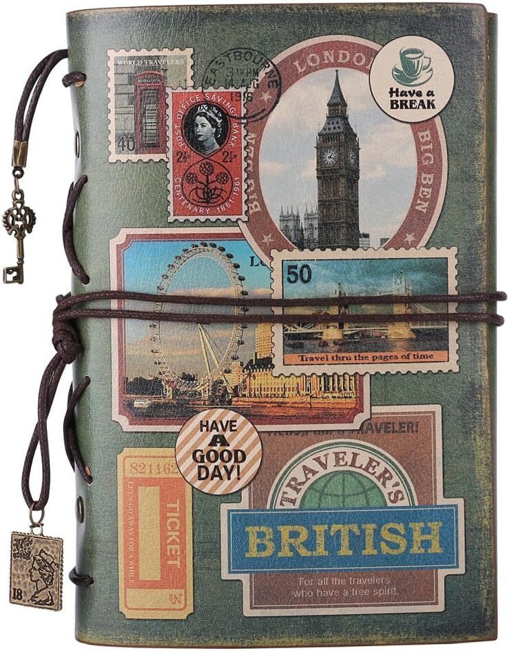 MALEDEN Vintage Refillable Leather Journal 180 Blank Pages Travel Diary