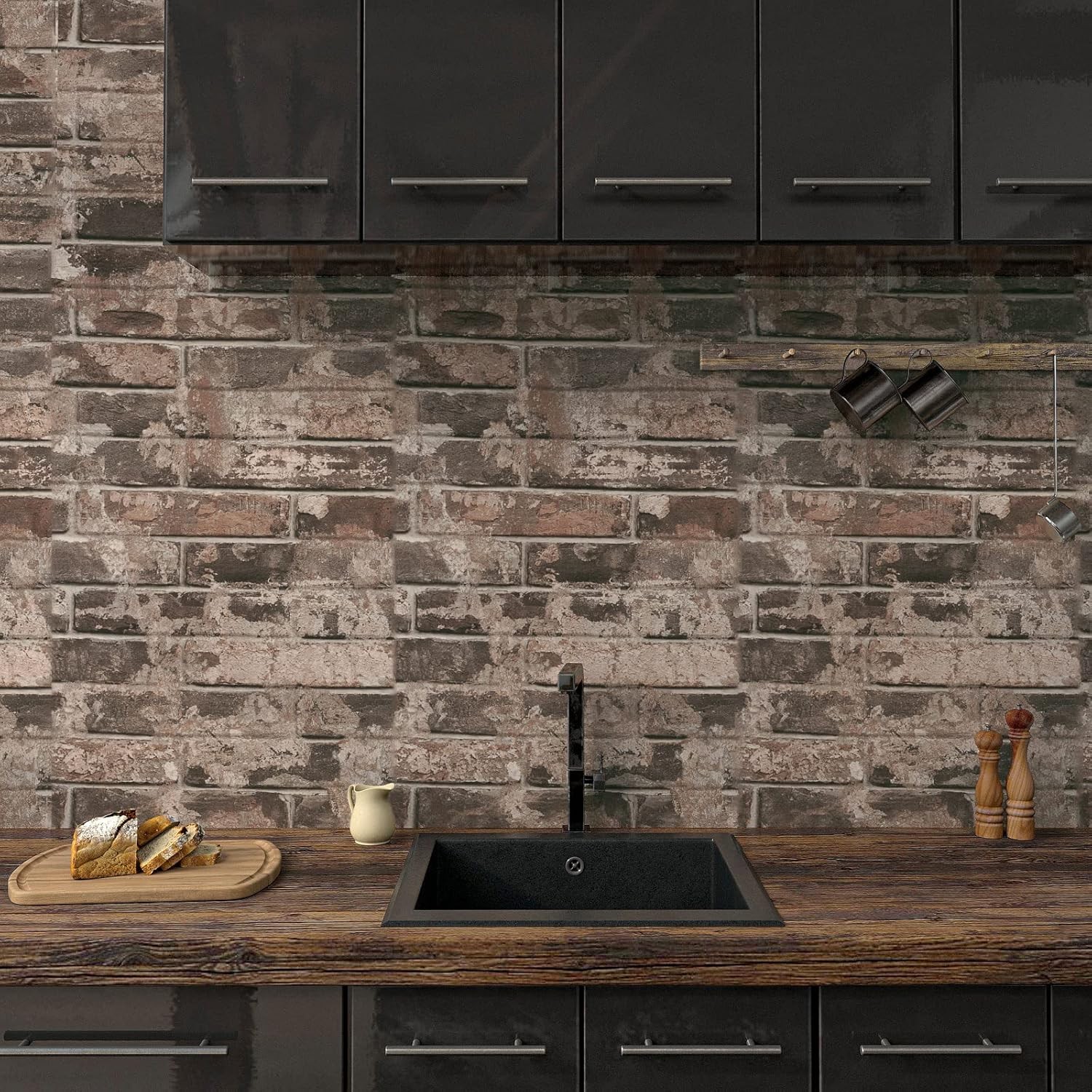 VaryPaper Vintage Brown Brick 15.7''x78.7'',