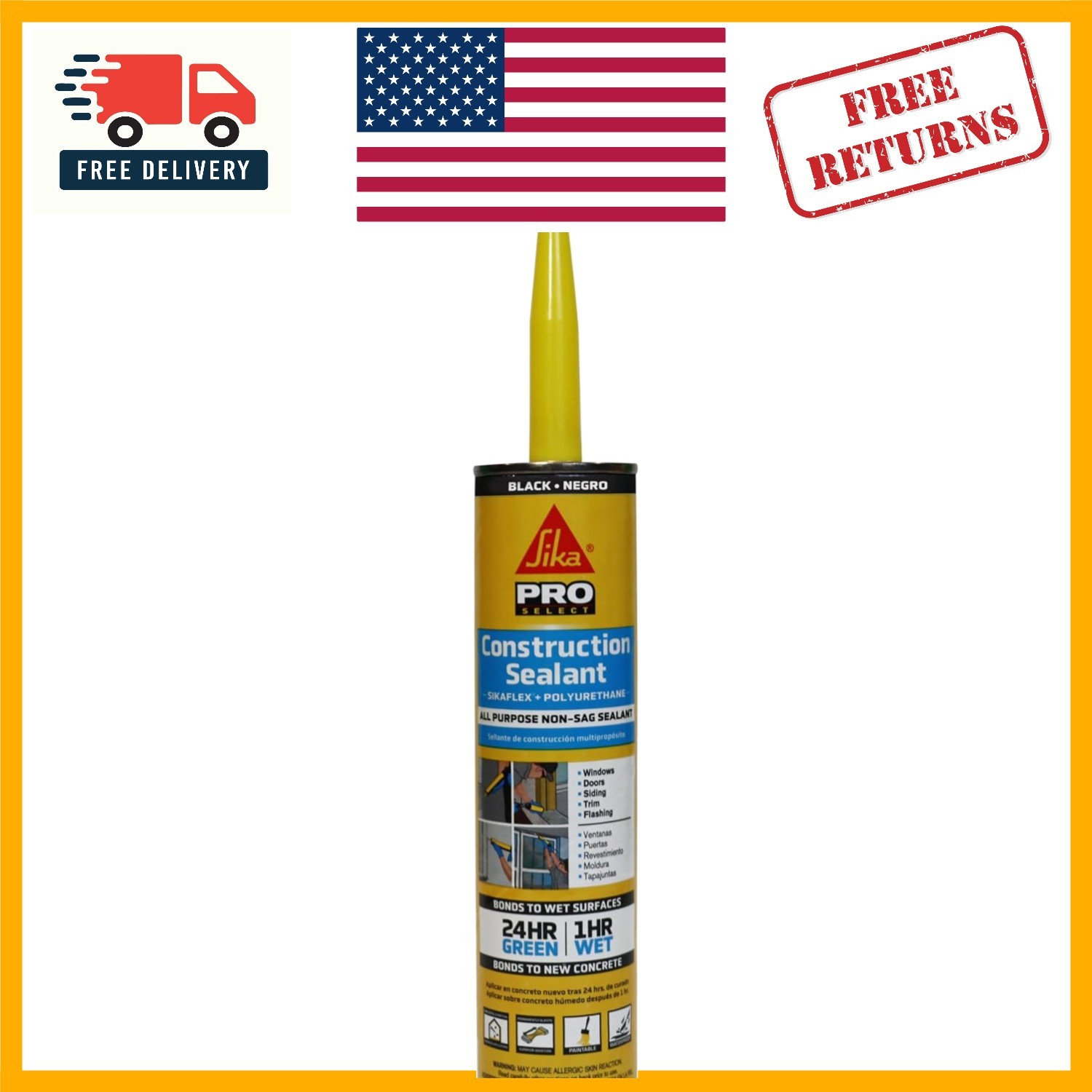 Paintable All-Purpose Sealant – flex Black Polyurethane, 10.1 fl oz Cartridge