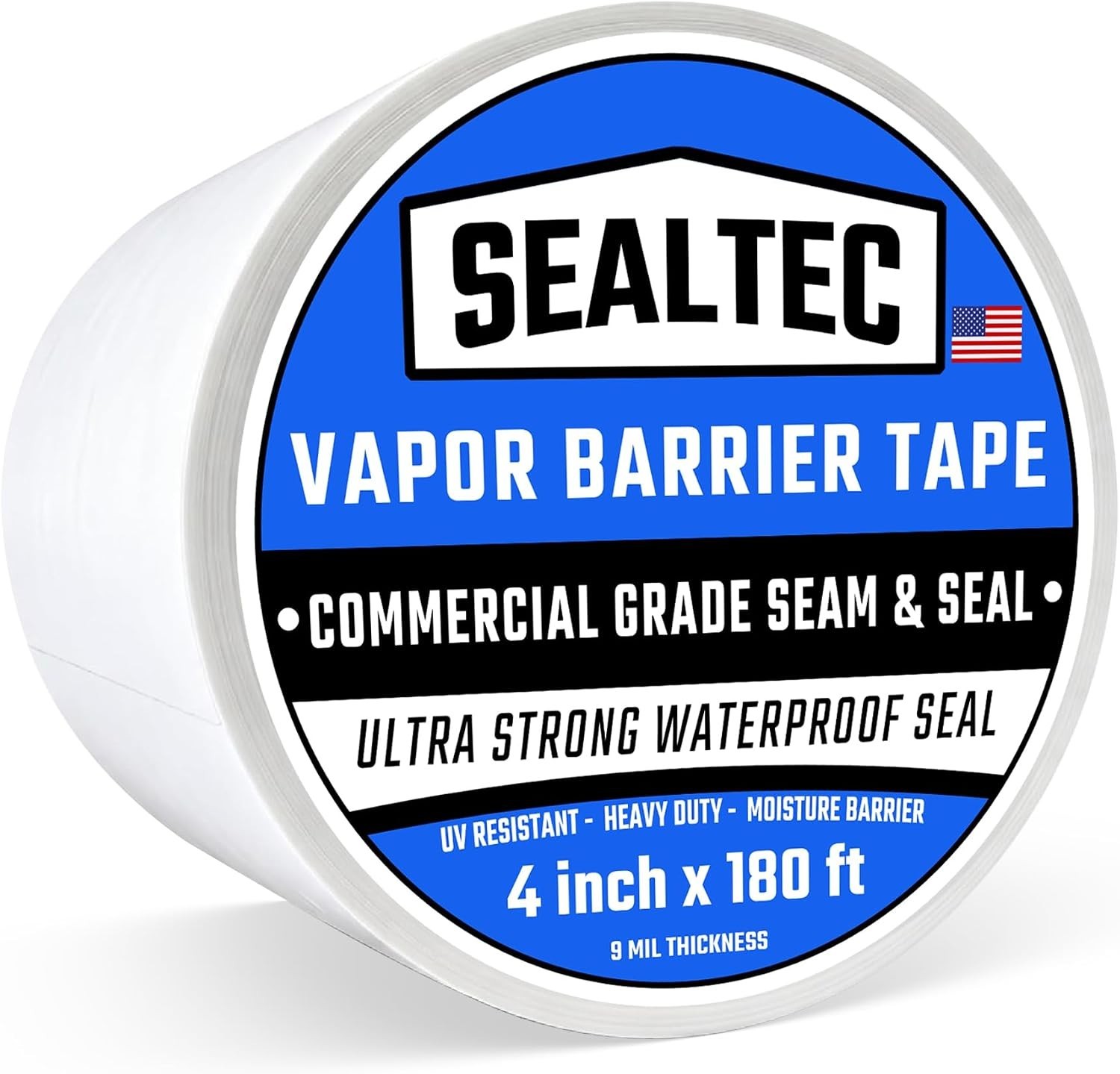 Seal Tec Vapor Barrier Tape 4″ x 180′ 9 Mil White Crawl Space Seam Tape