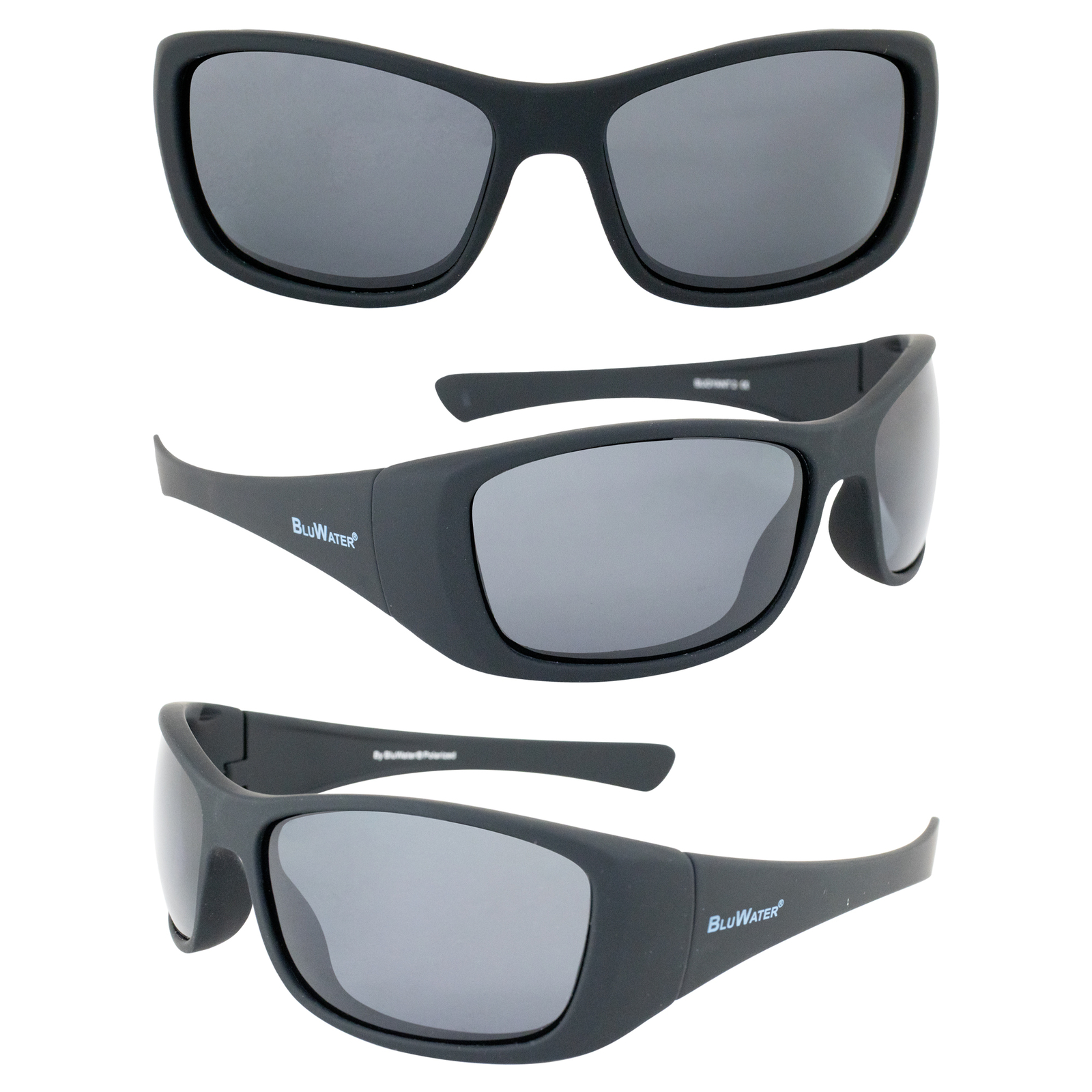 BluWater Paddle Polarized Sunglasses Matte Black Frames w/ Grey Lenses by
