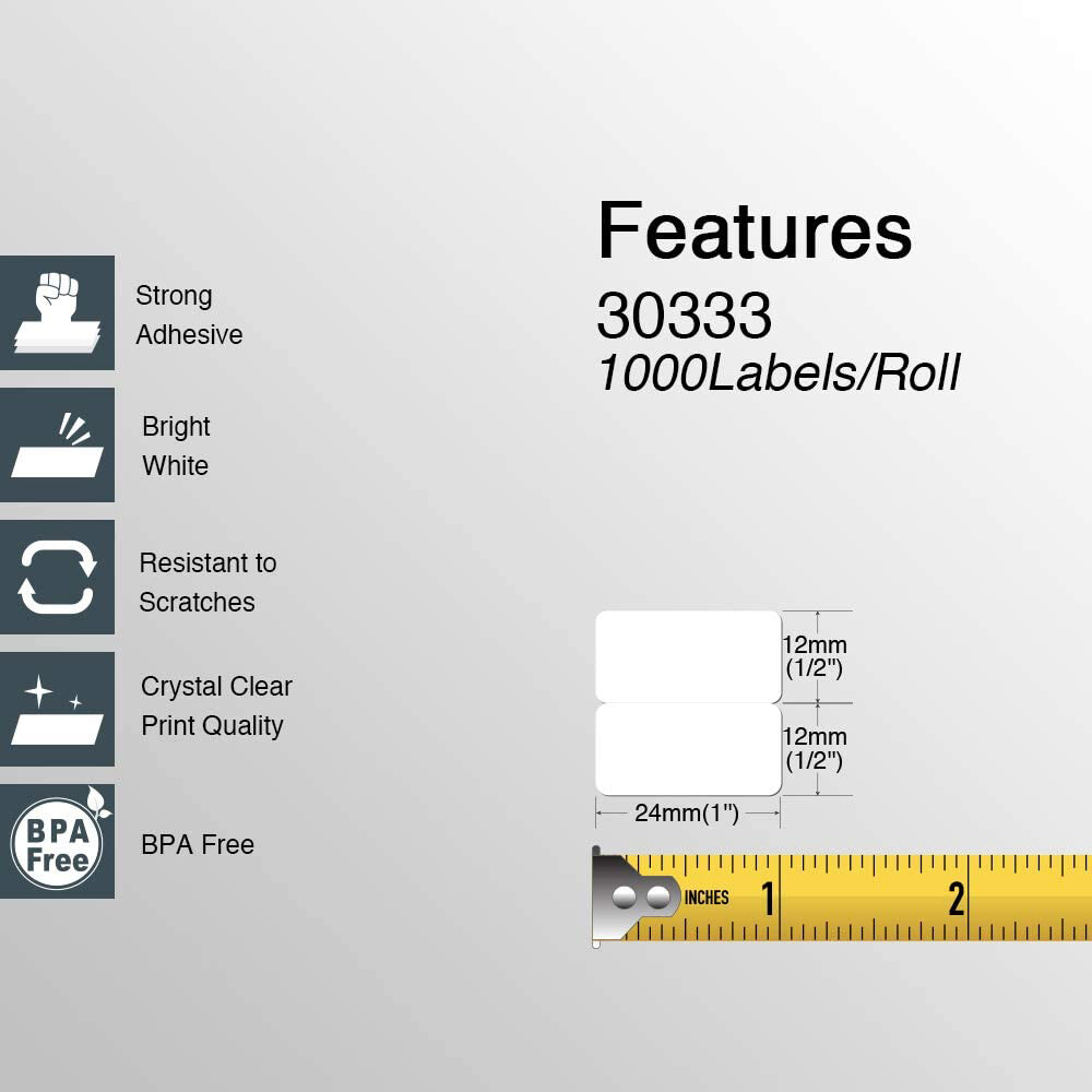 4 Rolls 1/2″x1″ Extra-Small Multi-Purpose Direct Thermal 1000 Labels 30333