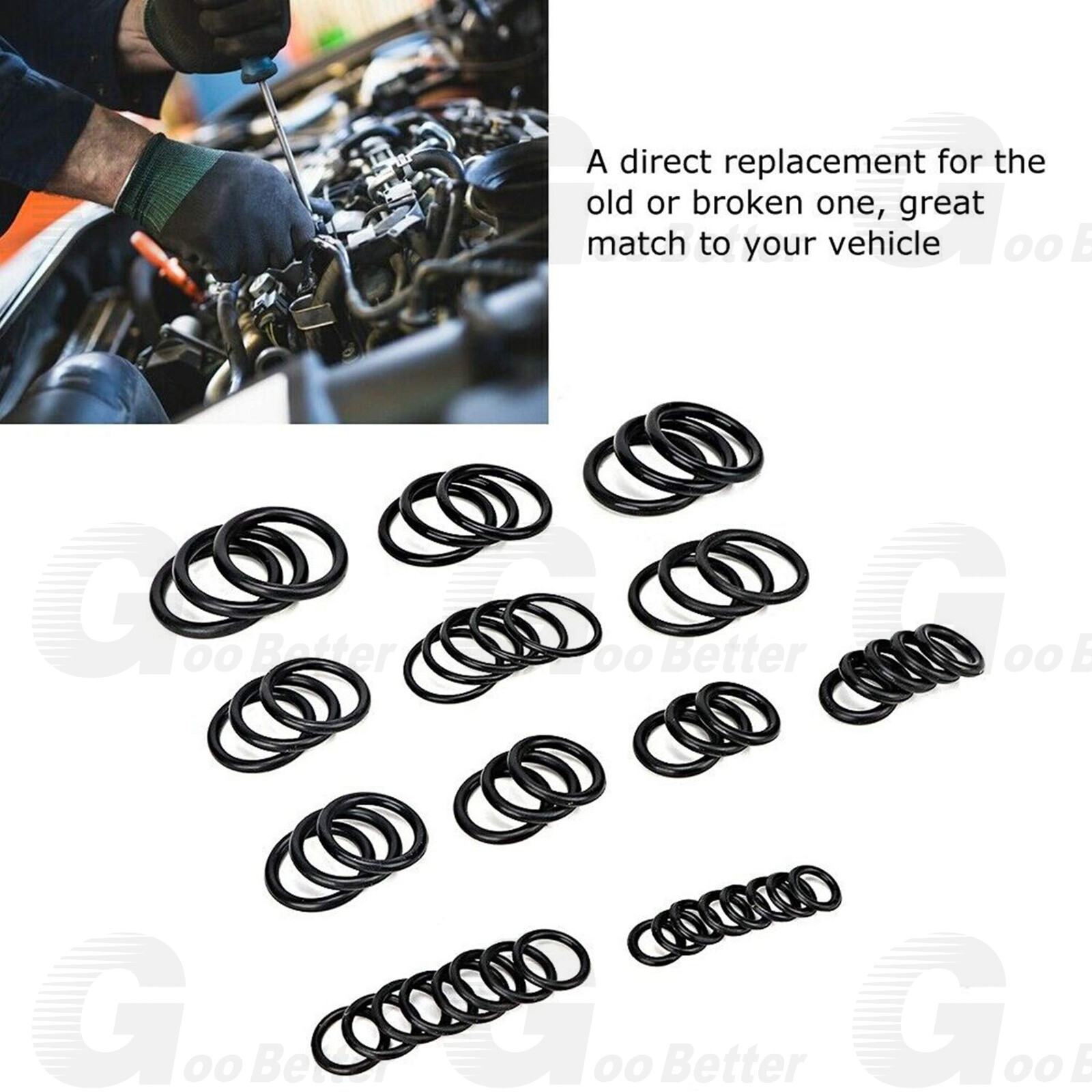 225pc Universal Rubber O-Ring Assortment Kit Gasket Plumbing Automotive Seal Set