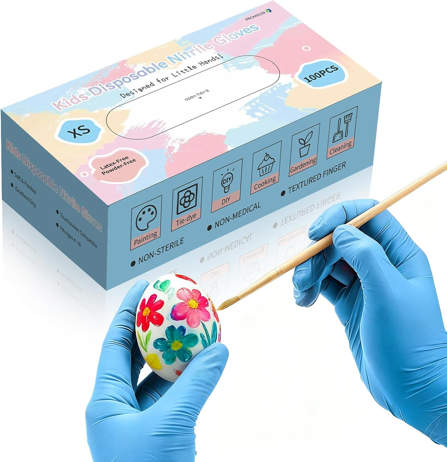 Kids Gloves Disposable for 6-10 Years,100Pcs Nitrile Gloves for Crafting,Cooking