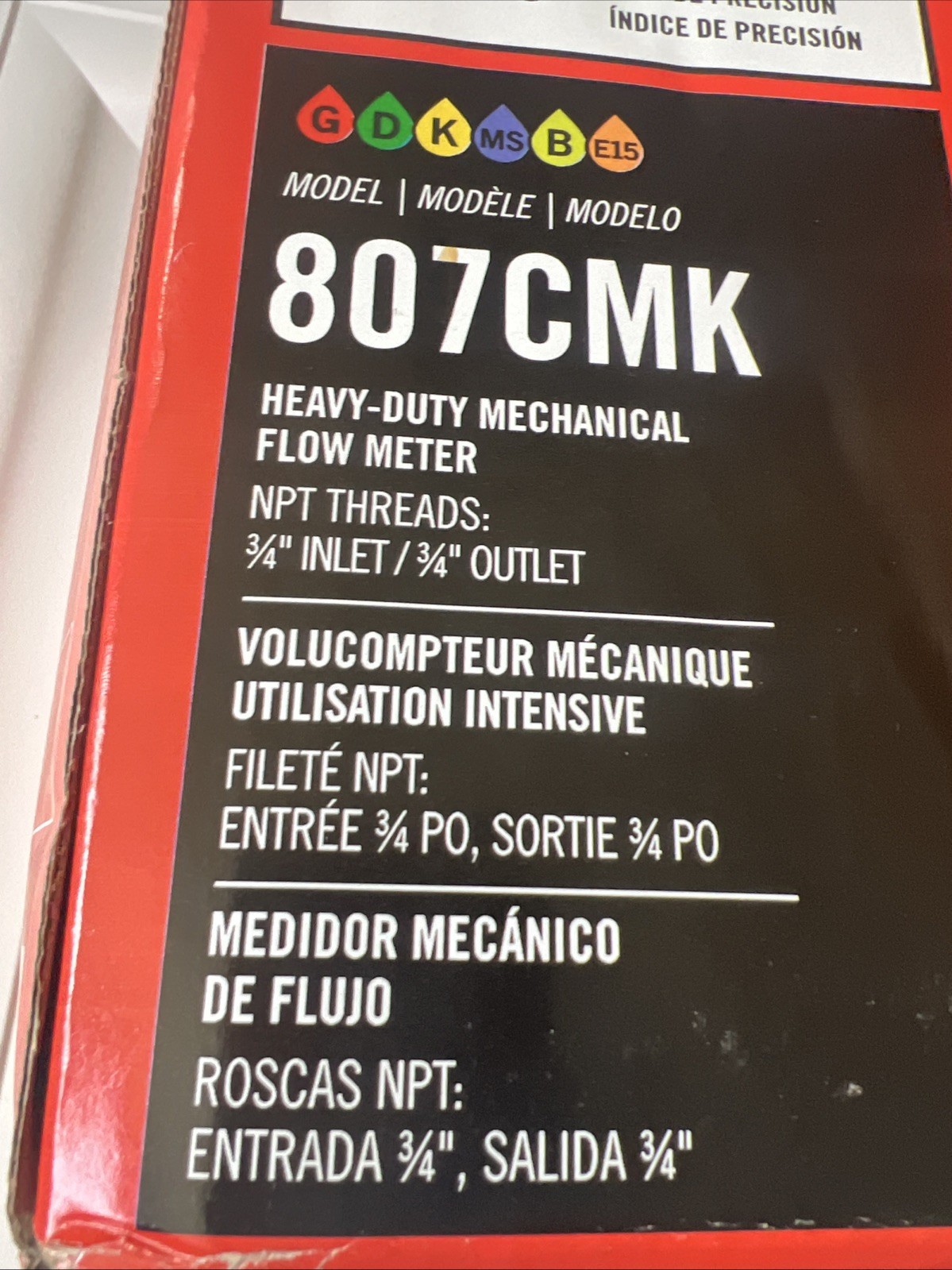 Fill-Rite 807CMK Mechanical Fuel Flow Meter 5-20 GPM 3/4” NPT