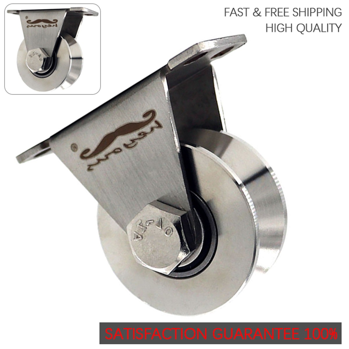 2.36» 304 Stainless Steel V Groove Pulley Rope Cable Wire Pulley w/ Holes
