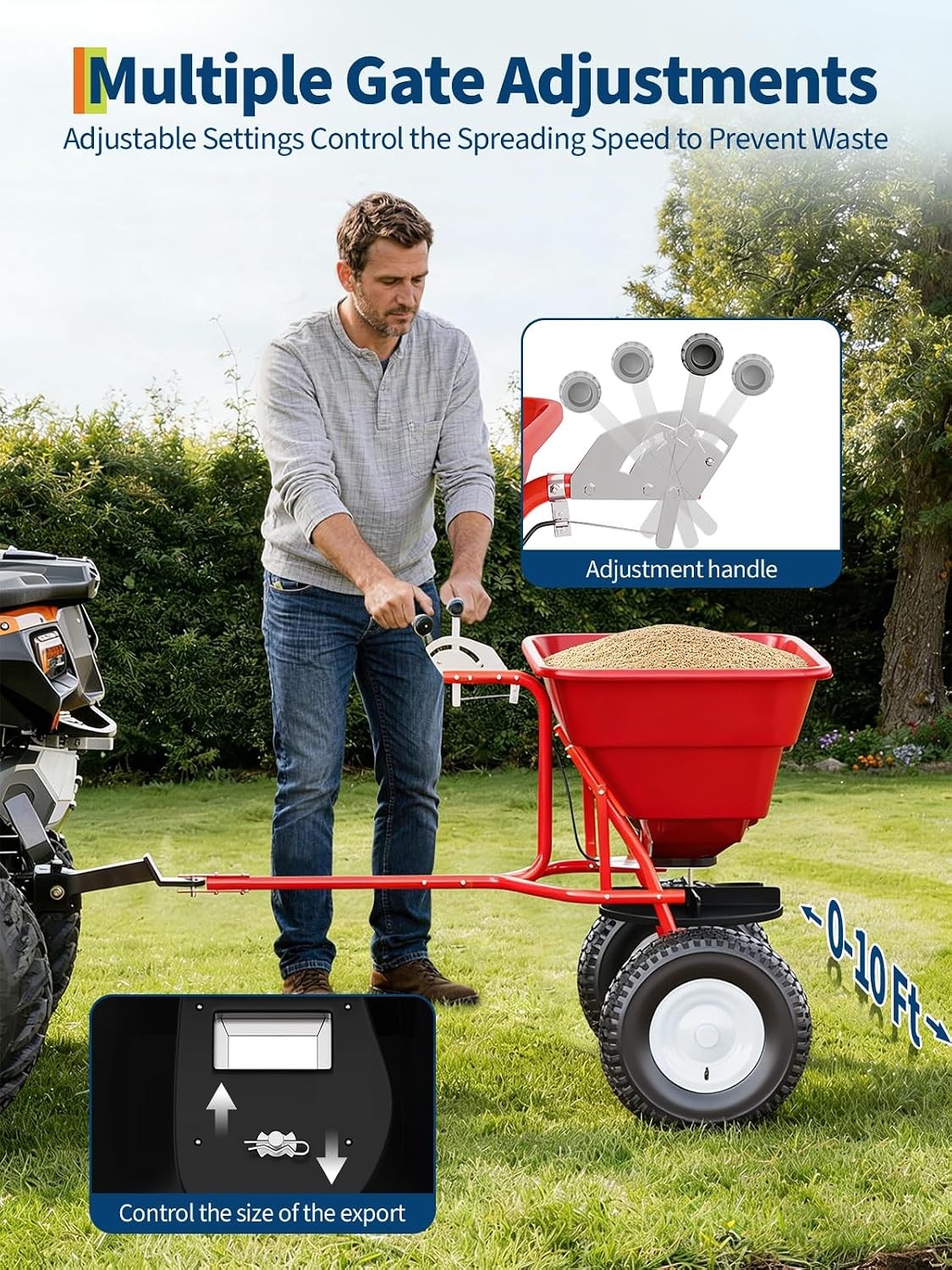 Tow Behind Broadcast Spreader 85lbs Lawn Garden ATV Spreader for Seed Fertilizer