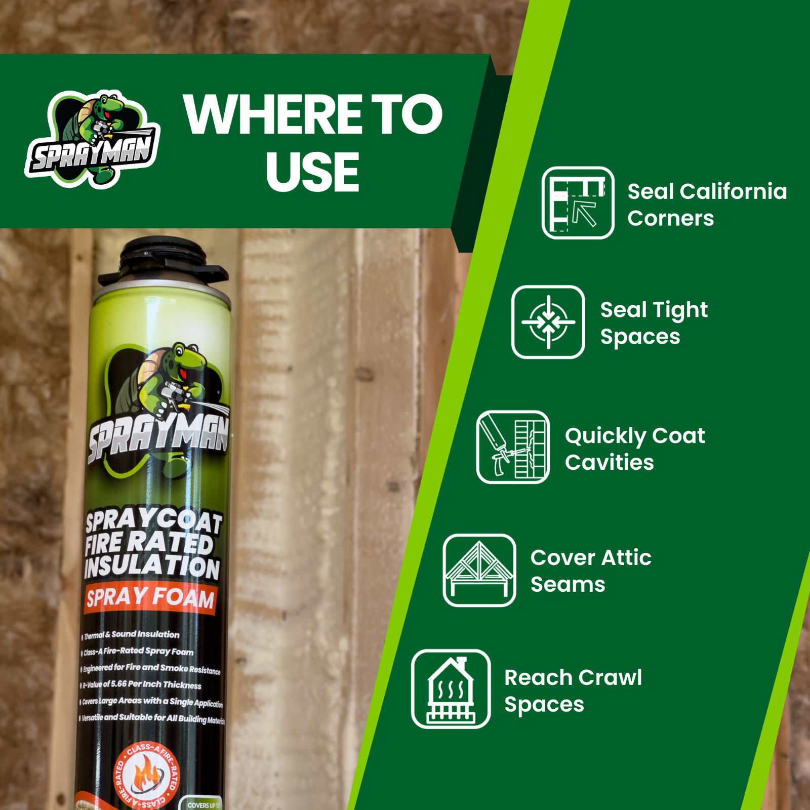 Sprayman Spray Foam Insulation Kit Closed Cell Expanding Fire Rated 720 BdFt 36P