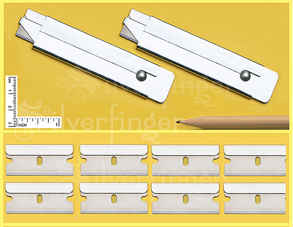 2 BOX CUTTERS + 8 REFILL SINGLE EDGE RAZOR BLADES CARTON UTILITY KNIFE BOXCUTTER
