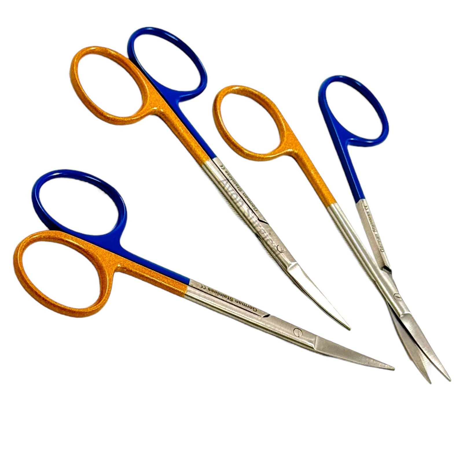 3PC SET SUPERCUT HIGH GRADE IRIS SCISSORS 4.5″ CURVED DENTAL SURGICAL INSTRUMENT