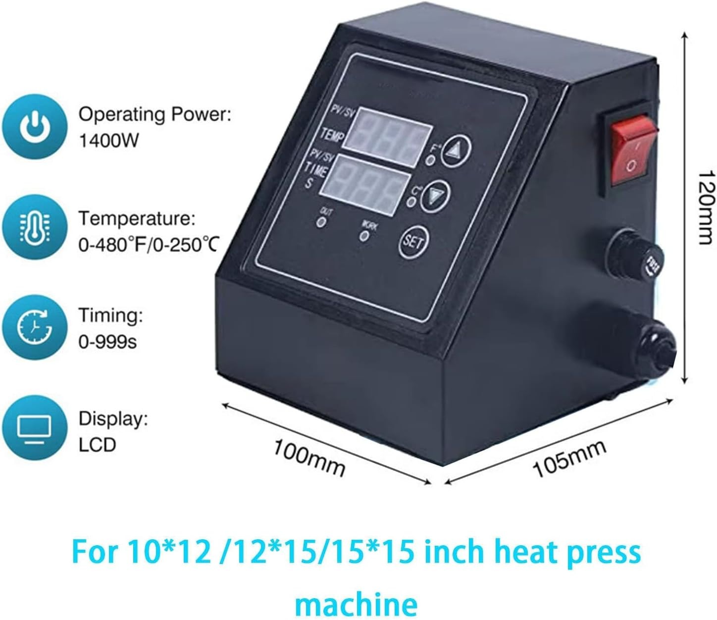 Heat Press Digital Dual Display Control Box-Temperature For Heat Press Machine