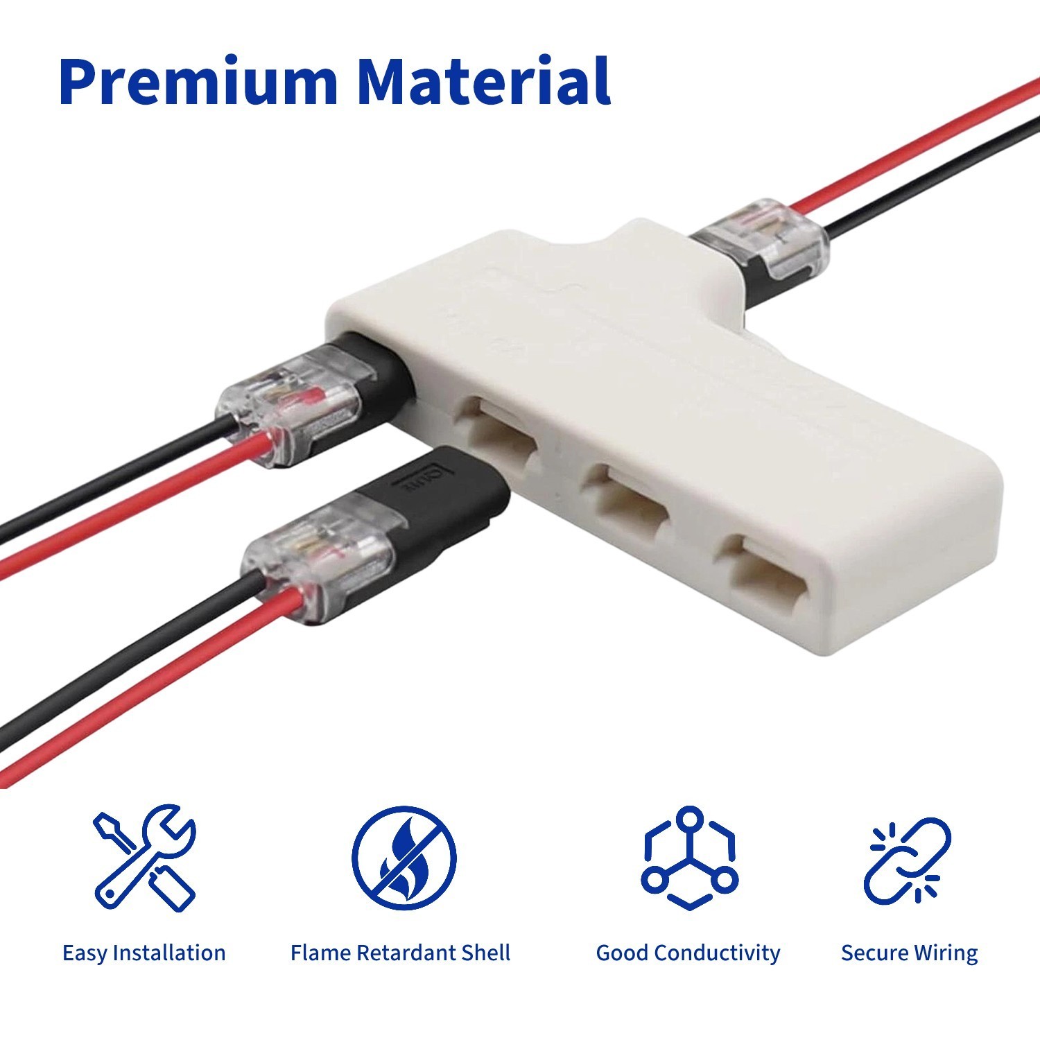 50 PCS Double-Wire Plug-in Connector, Cable Clamp with Locking Buckle AWG 18-22