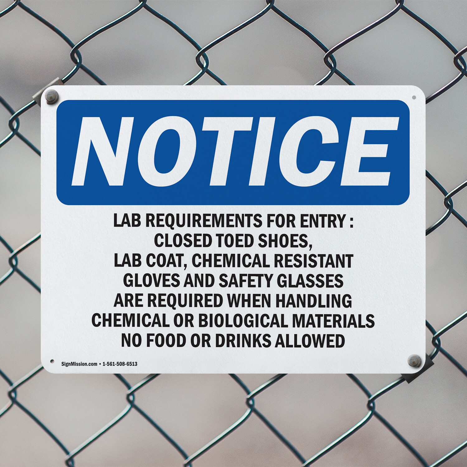 (2 Pack) Lab Requirements For Entry Closed Toed OSHA Notice Sign Decal Metal