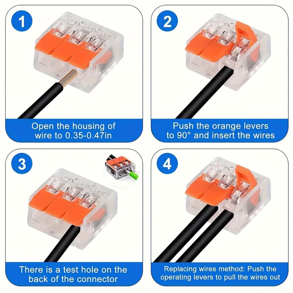 90 Pack Connectors Reusable Wire Clamp Terminal Blocks Compact Wire Connector*/+