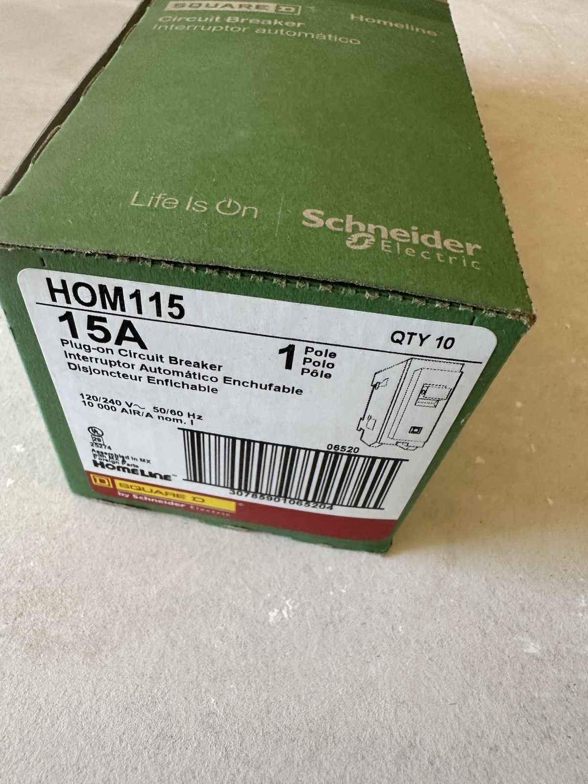 NEW NIB 10 PCS SQUARE D HOMELINE HOM115 15A PLUG IN HOM115 🆕📦✅
