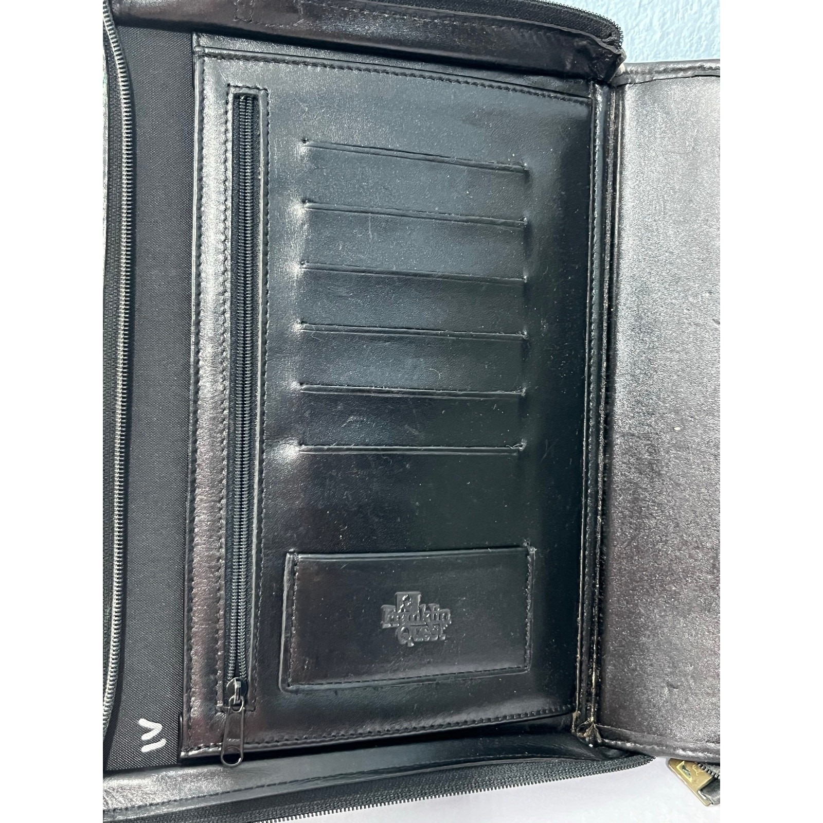 VTG Franklin Quest Black Leather Planner Binder 9.5”x11.5” Office Academia