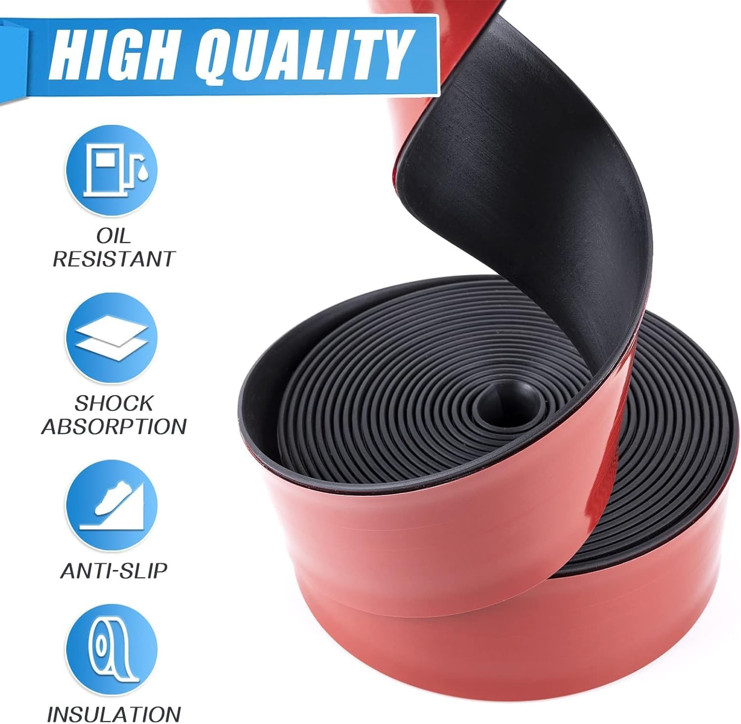 1 in x 1/16 in x 10 ft Adhesive Rubber Strip Neoprene Self-Stick Seal
