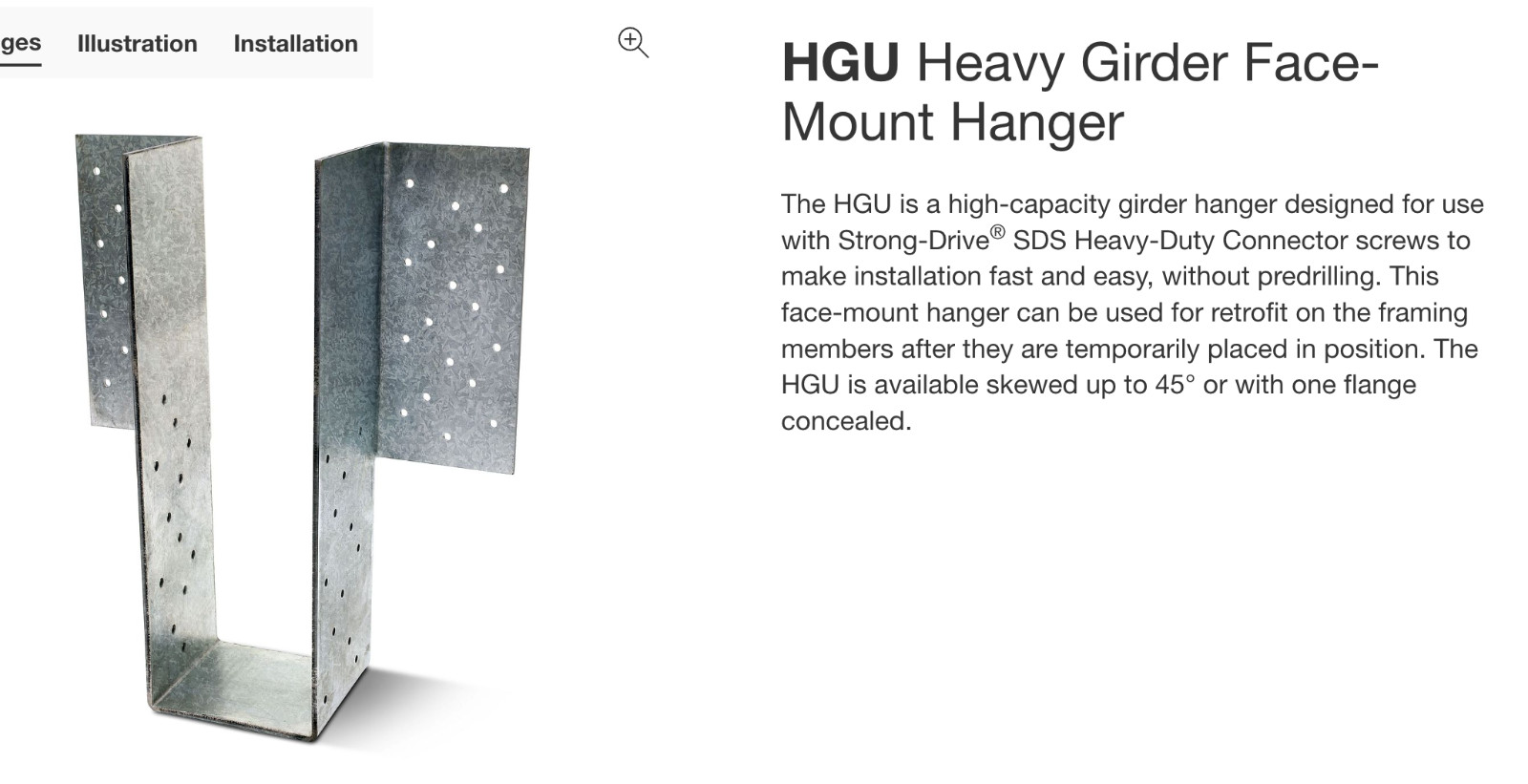 Simpson HGU5.25-SDS High Capacity Girder Hanger