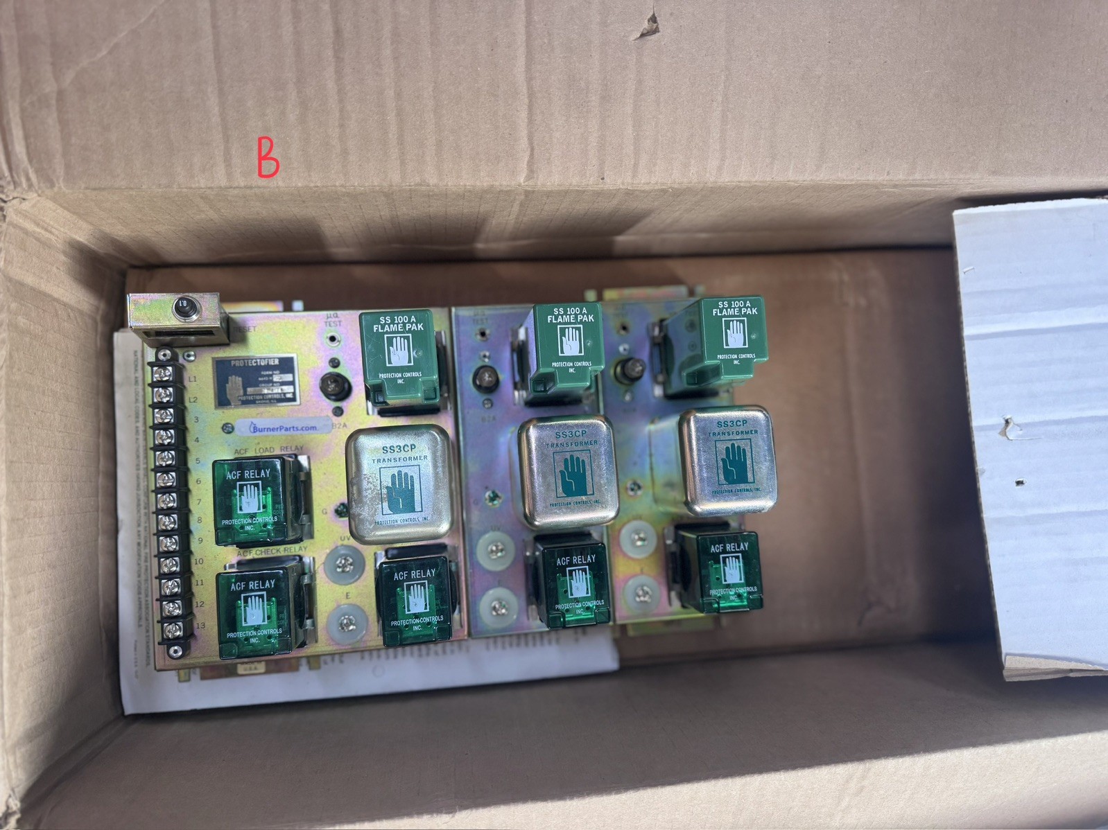 (4 ) Protection Controls PROTECTOFIER. ACF RELAY, SS 100 A FLAME PAK, and S93CP.