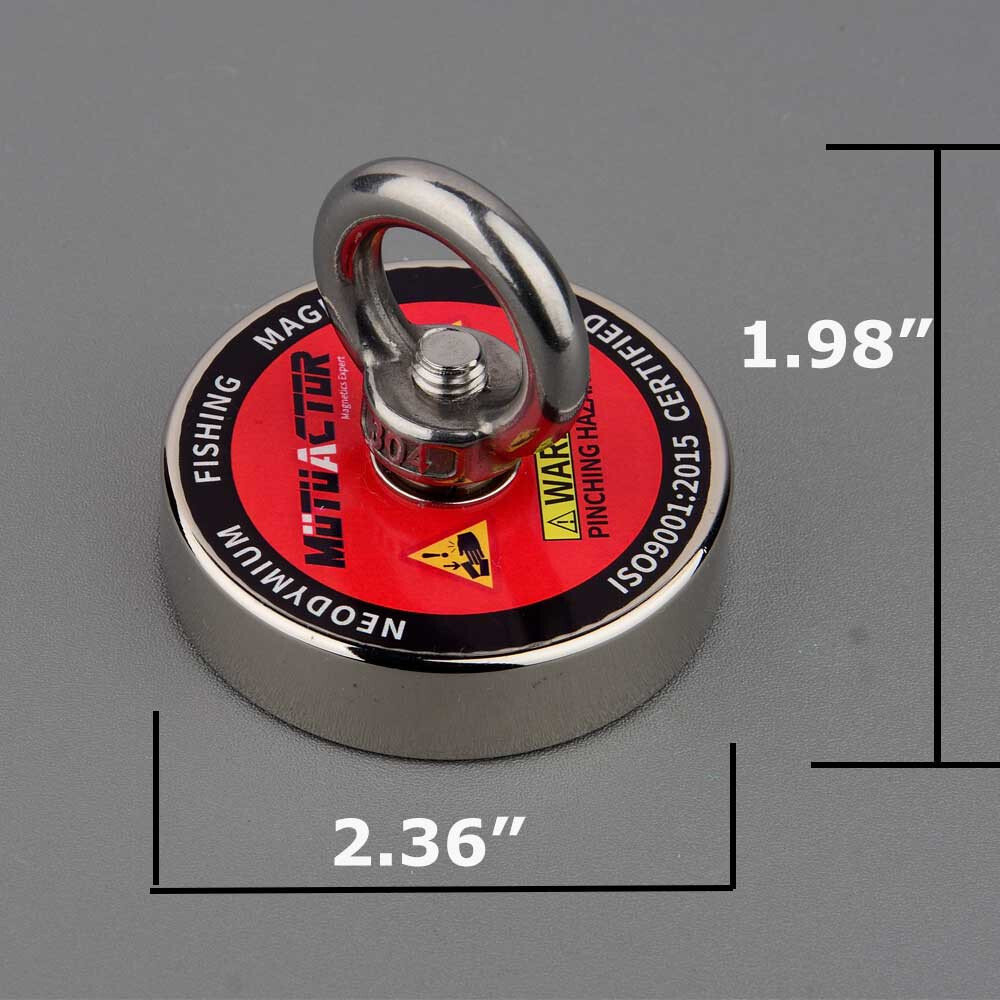 Strong Single side 150KG Fishing Magnet D60mm Set Retrieval Recovery Salvage