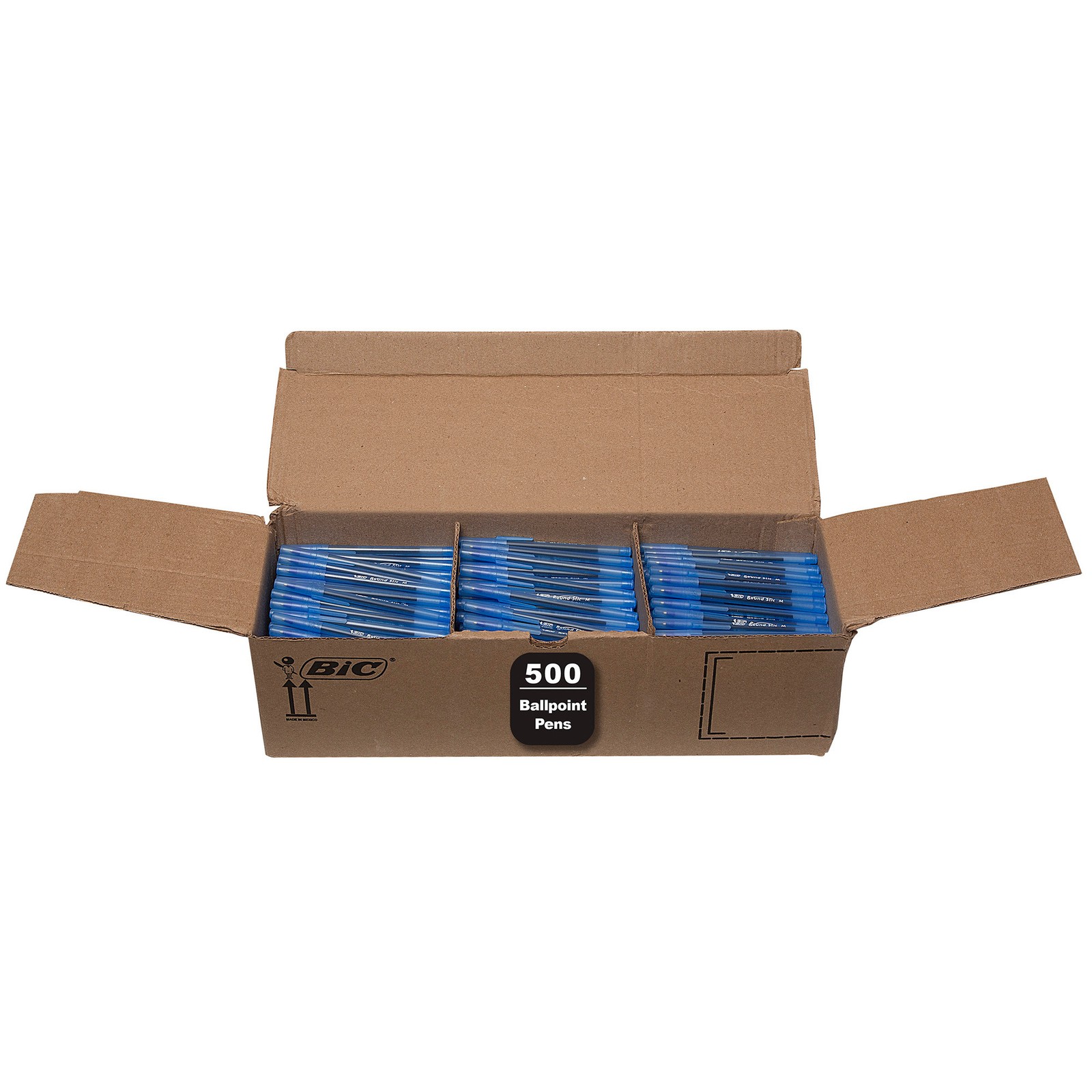BIC Round Stic Xtra Life Blue Ballpoint Pens, Medium Point (1.0mm), 500-Count