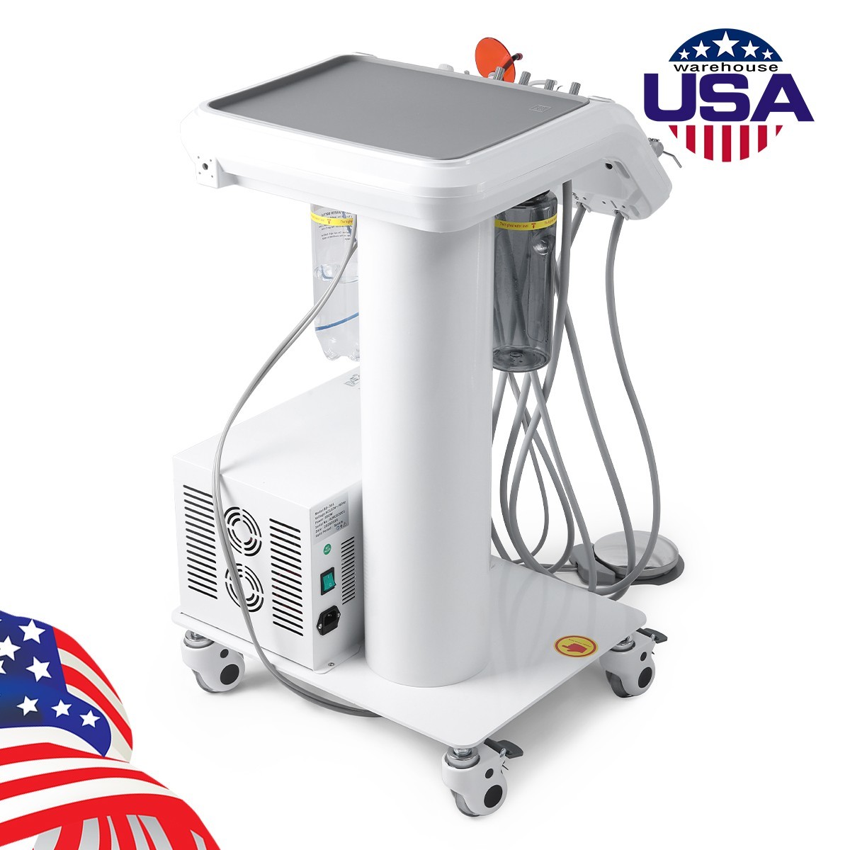 Dental Portable Mobile Delivery Unit Cart Suction System Air Compressor 4Holes