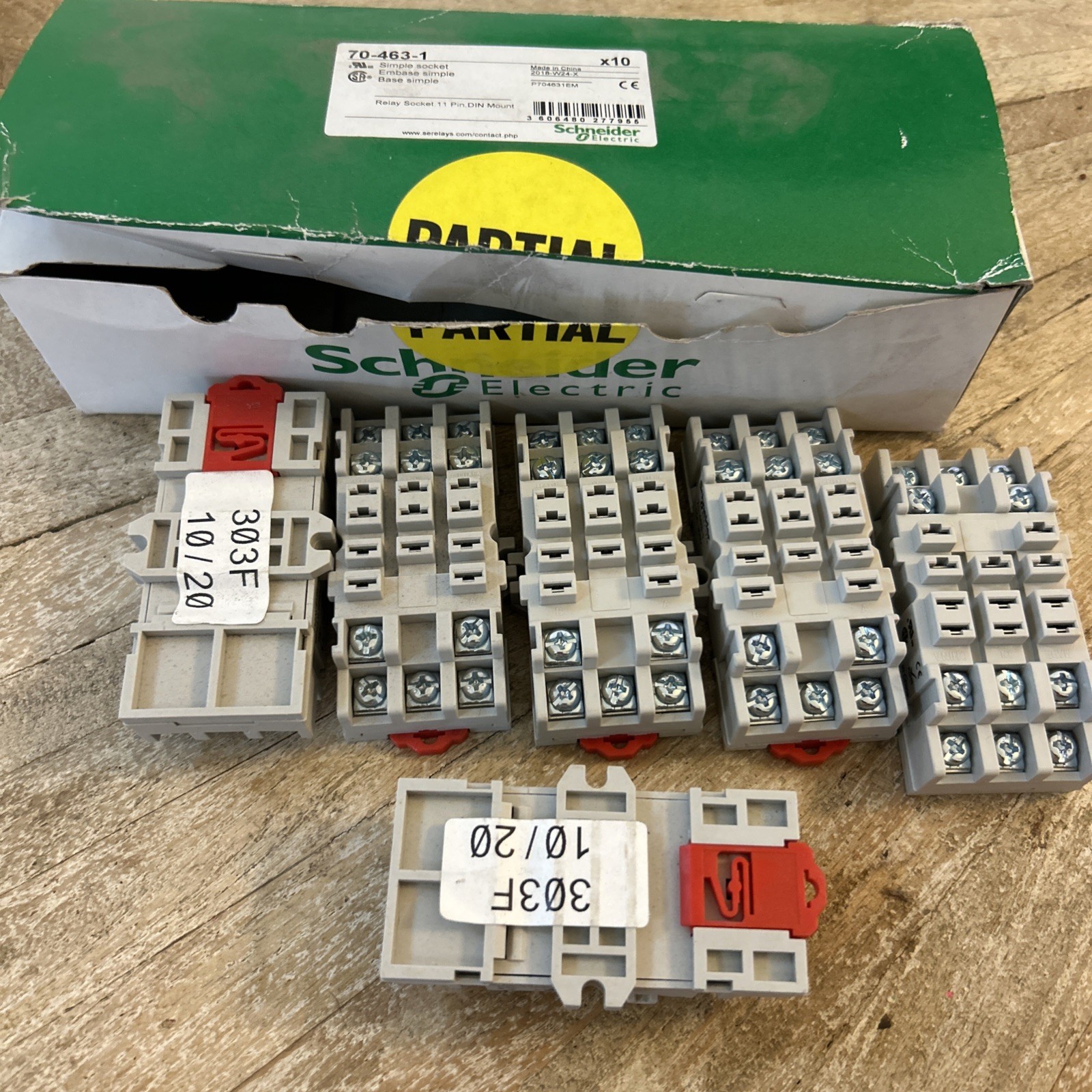 Lot of 6 Schneider 70-463-1 Relay Socket 11 Pin Ice Cube Din Rail/ Panel