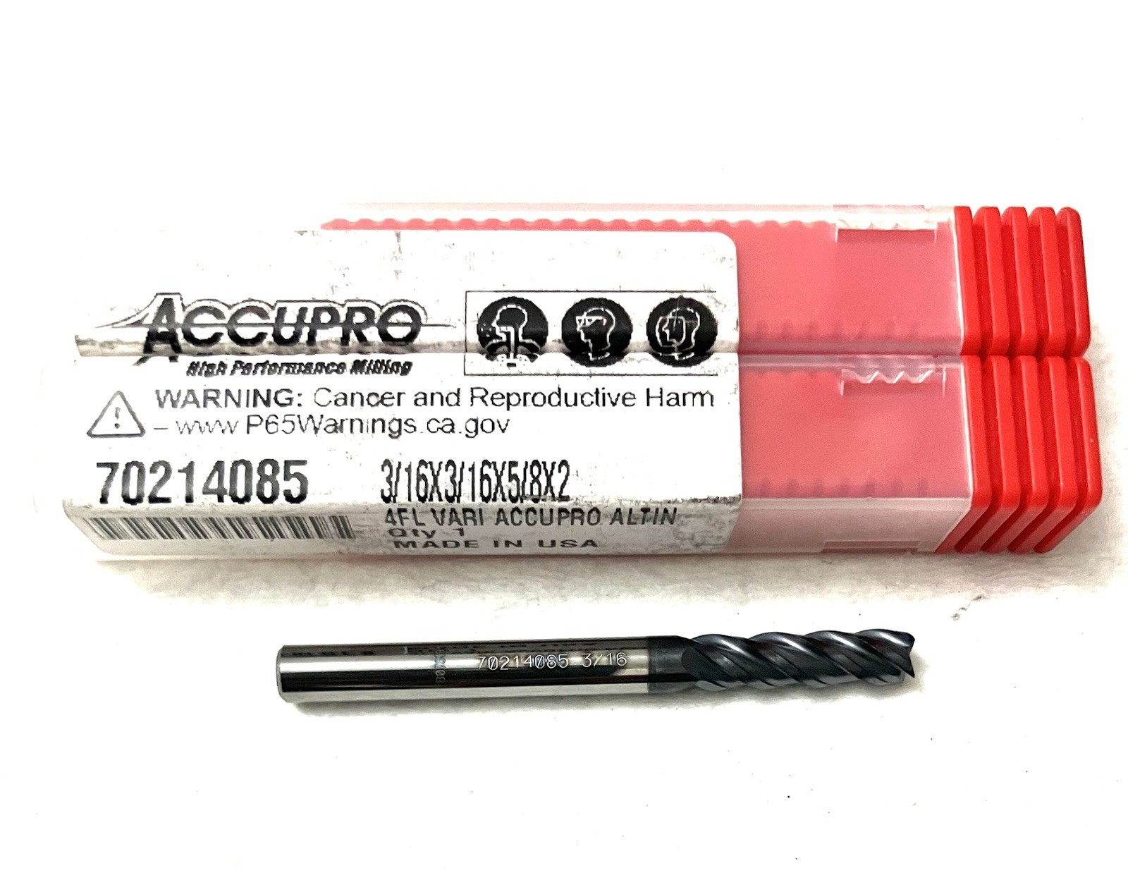 5PC Accupro 70214085 3/16″ 4FL Square End Mill Solid Carbide AlTiN NEW
