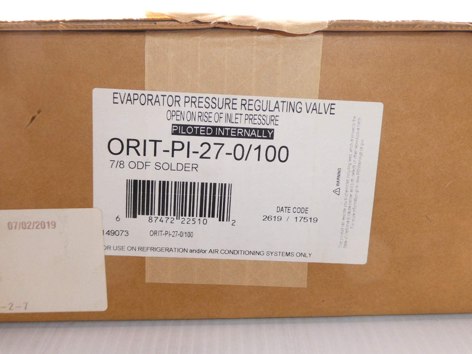 Sporlan Reg Valve ORIT-PI-27-0/100 149073 7/8″ ODF 0 – 100 PSIG ORITPI270100