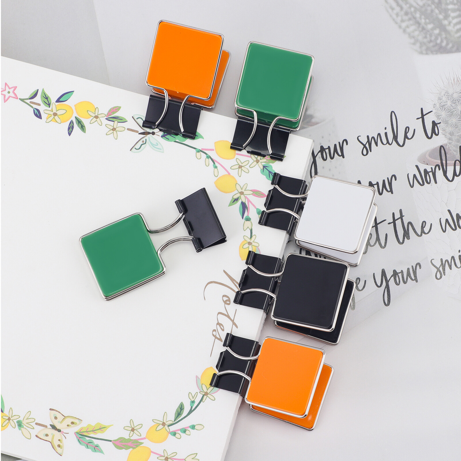Square Metal Binder Clips 8 Pcs/Set Photo Notes Letter File Paper Clips