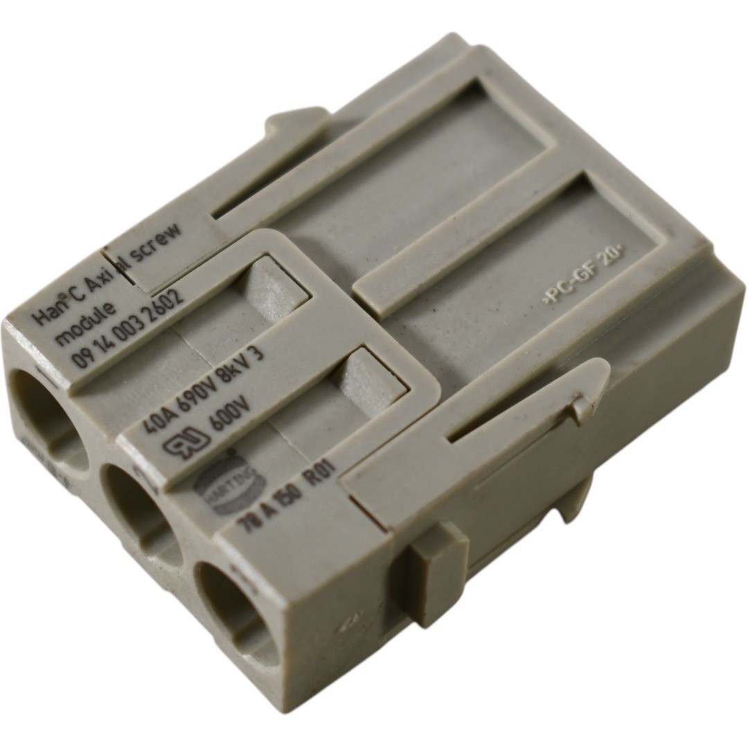 NEW Harting 09140032602 Han Modular Male Connector Insert 3 Position 40A 690V