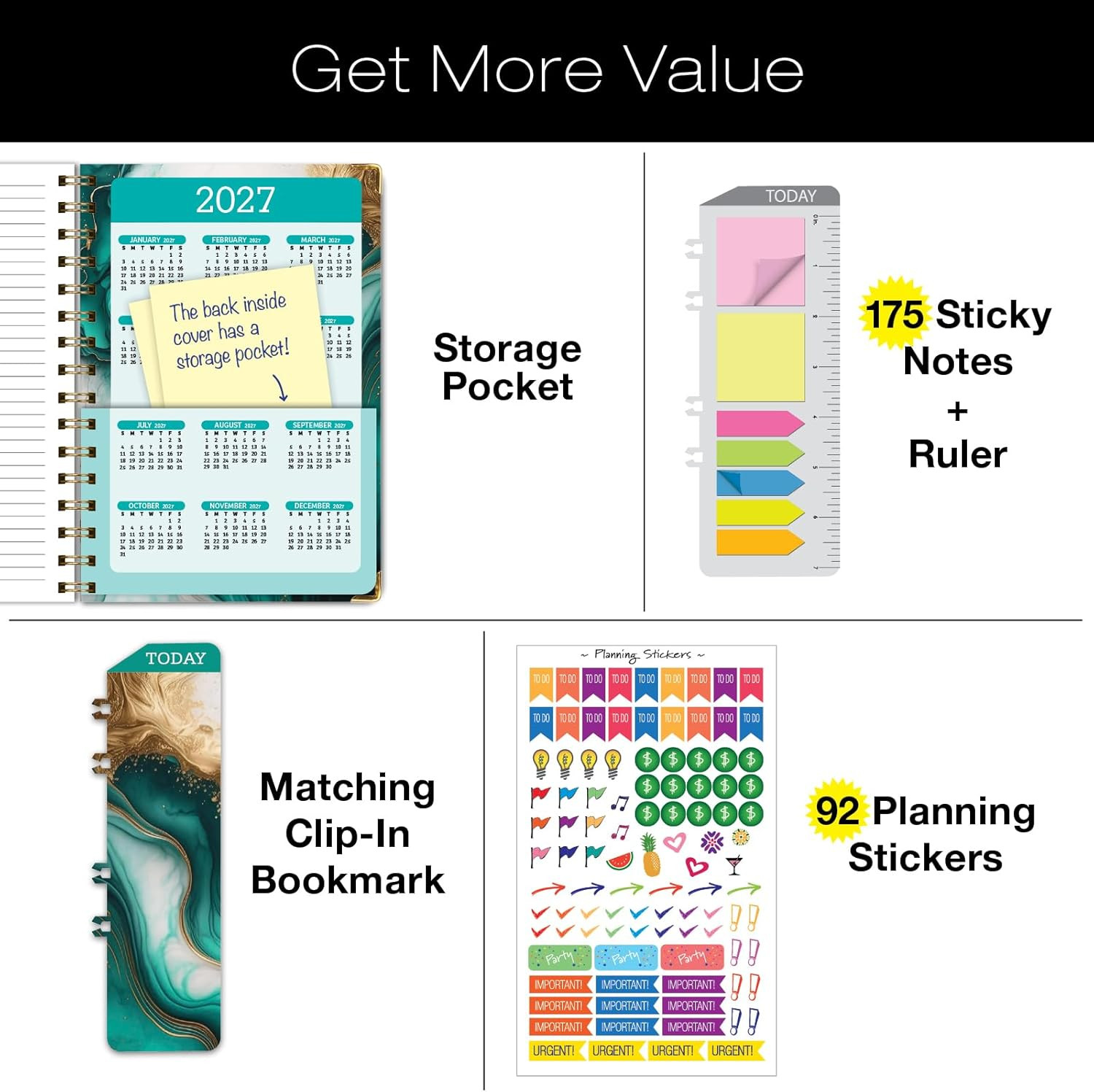 HARDCOVER 2026 Planner, 5.5″x8″: 14 Months (November 2025 – December 2026), Dail