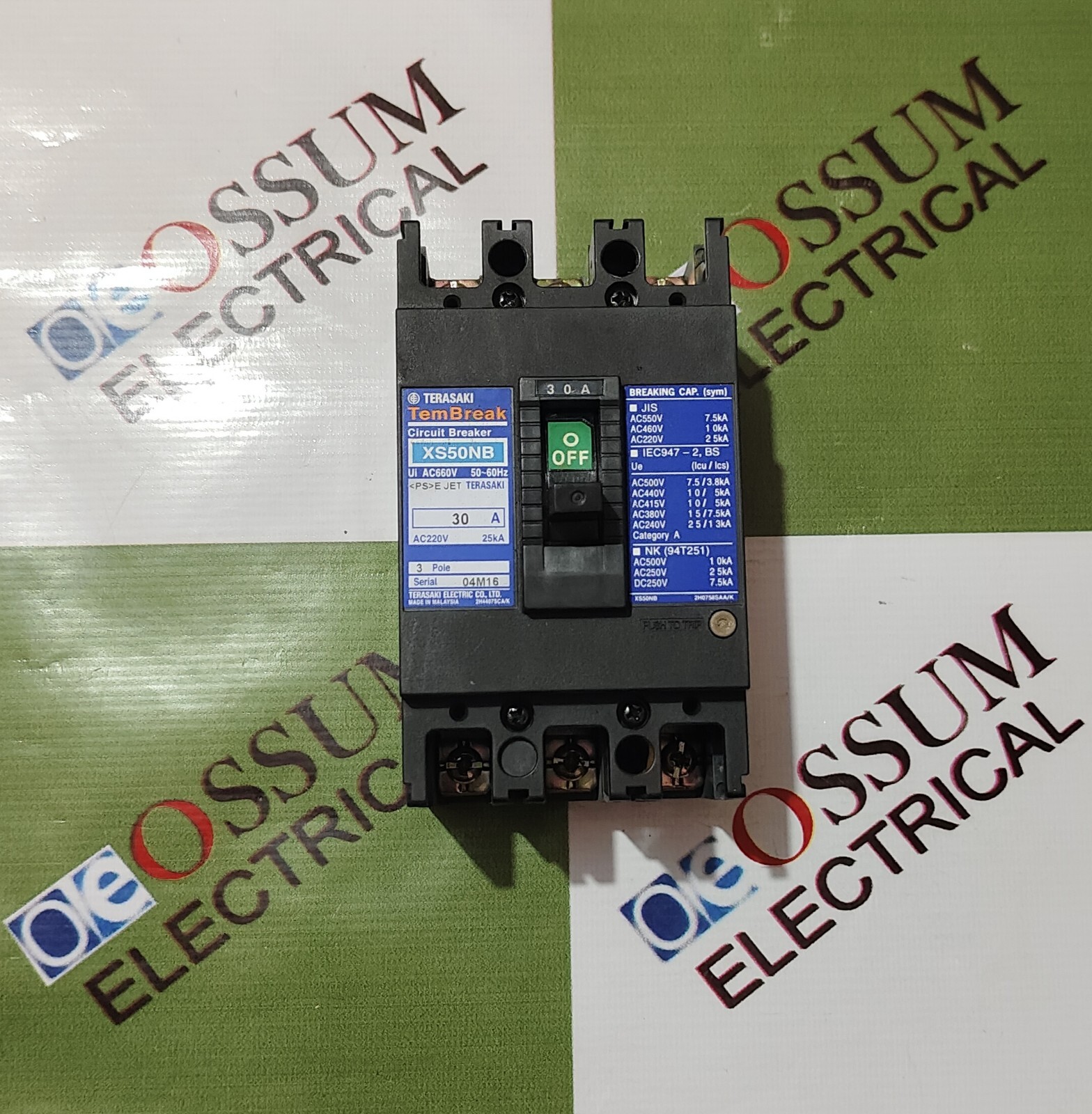 TERASAKI XS50NB TEMBREAK CIRCUIT BREAKER 30AMP 220VAC 25KA FREE FAST SHIPPING