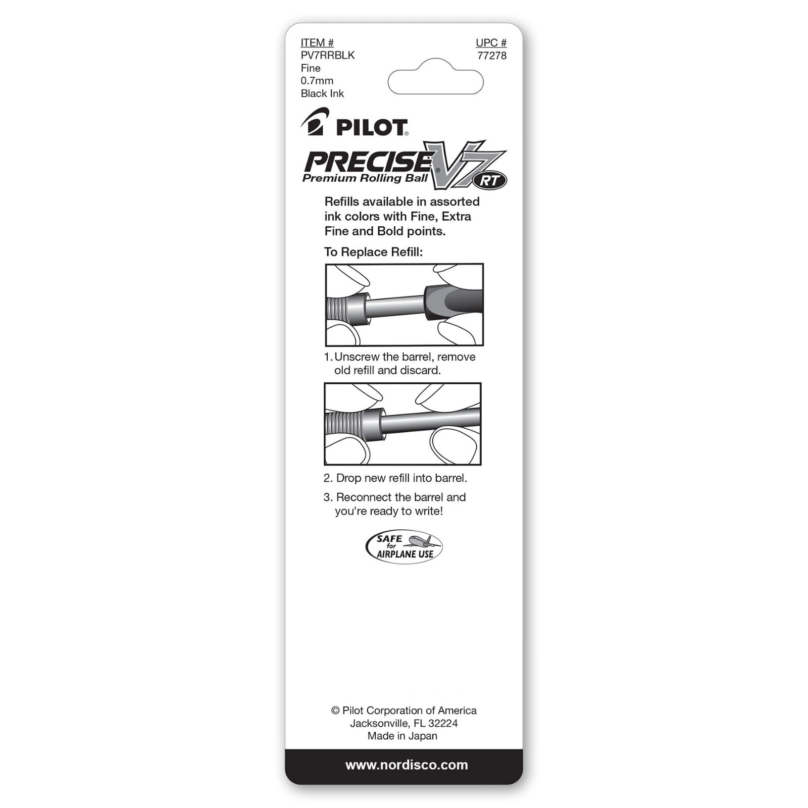 Pilot Precise V7 RT, 3 Pens With 4 Packs of Refills, Black Ink, 0.7mm Fine Point